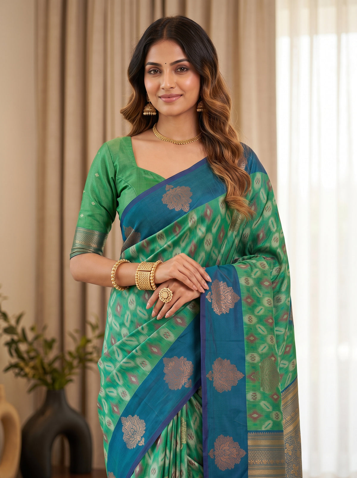 MIMOSA Rama Pochampally Saree — pose 10 styling detail