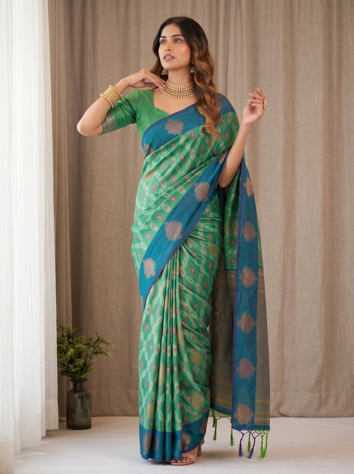 MIMOSA Rama Pochampally Saree — pose 5 styling detail