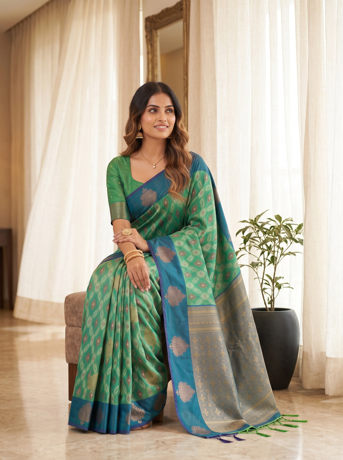 MIMOSA Rama Pochampally Saree — pose 8 styling detail