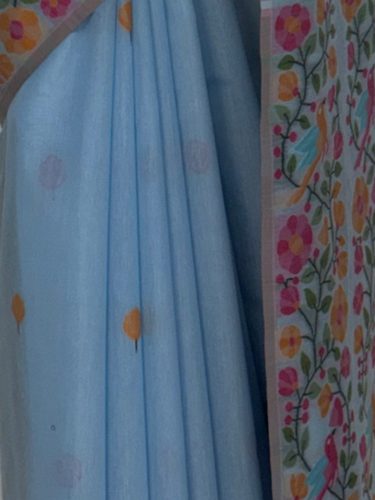 MIMOSA Blue Banarasi Linen Saree — fleets shot full lifestyle