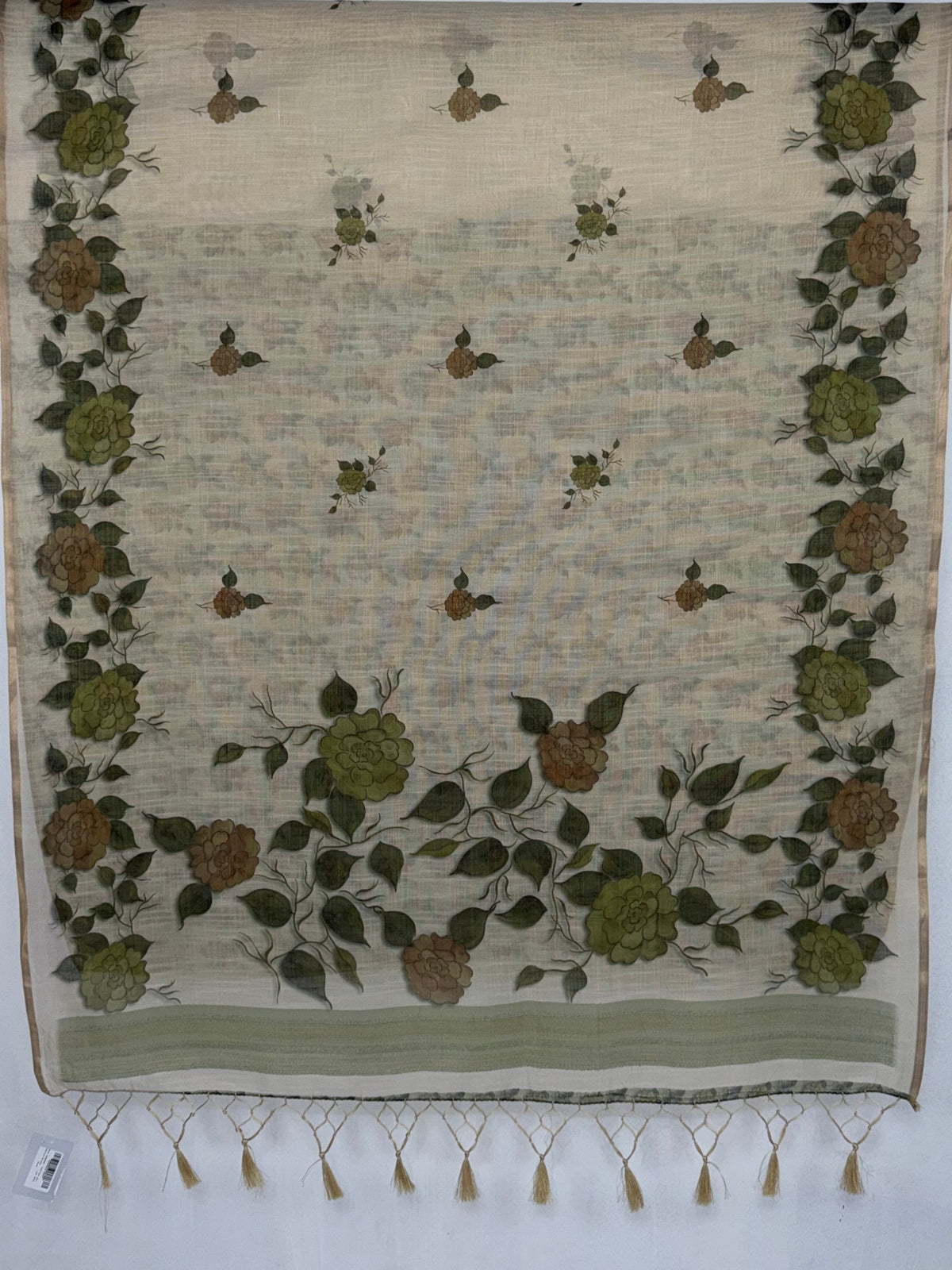 MIMOSA Olive Banarasi Saree — pallu and zari work detail