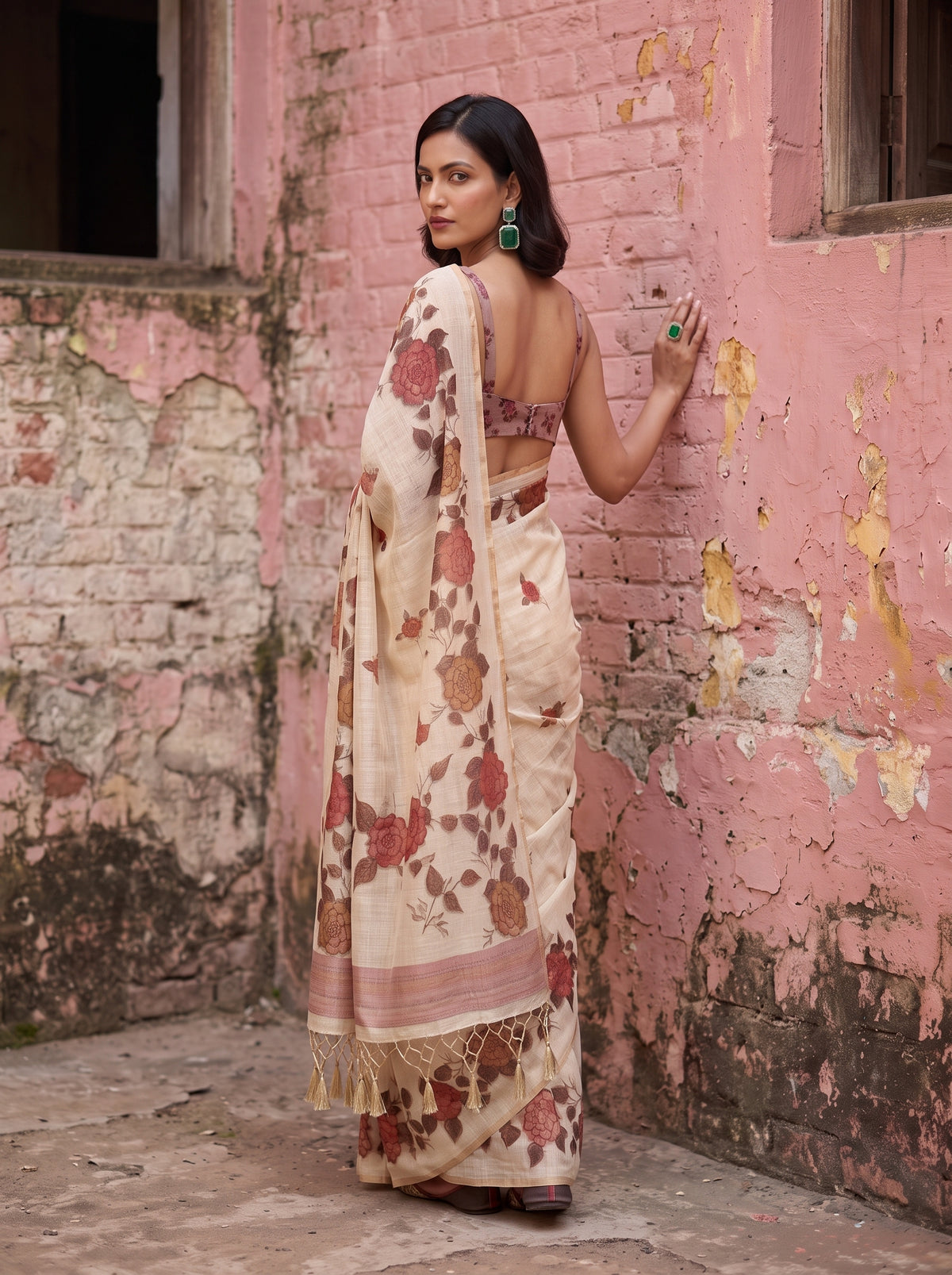 MIMOSA Pink Banarasi Saree — pose 7 styling detail