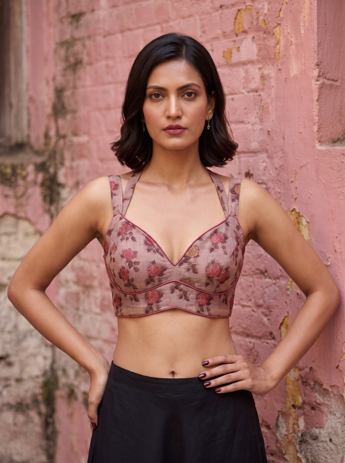 MIMOSA Pink Banarasi Saree — blouse close-up