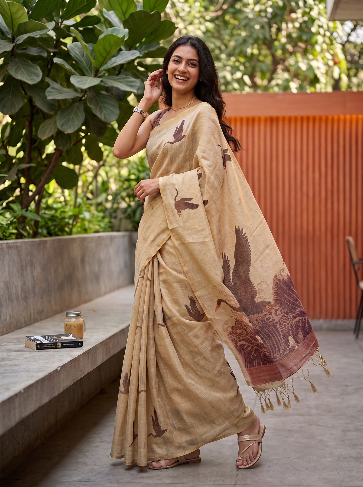 MIMOSA Peach Banarasi Saree — pose 9 styling detail
