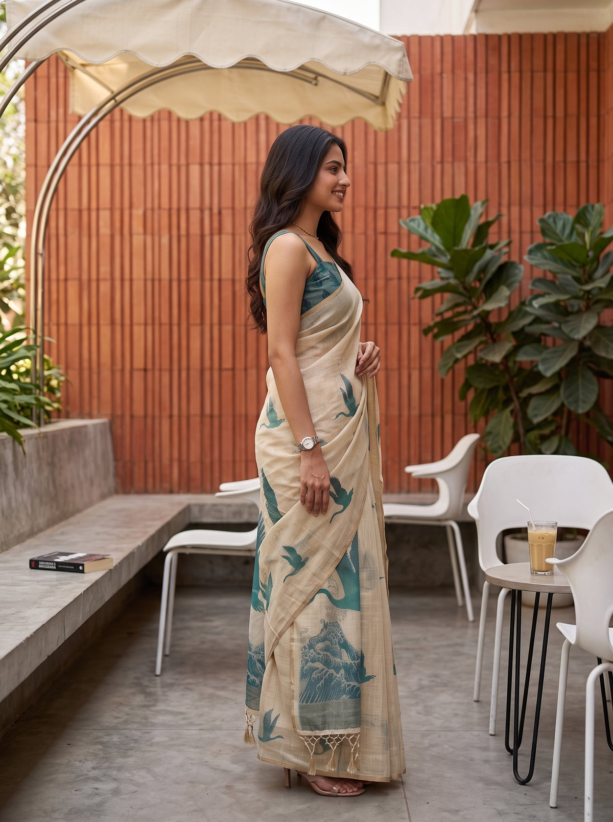 MIMOSA Rama Banarasi Saree — pose 3 styling detail