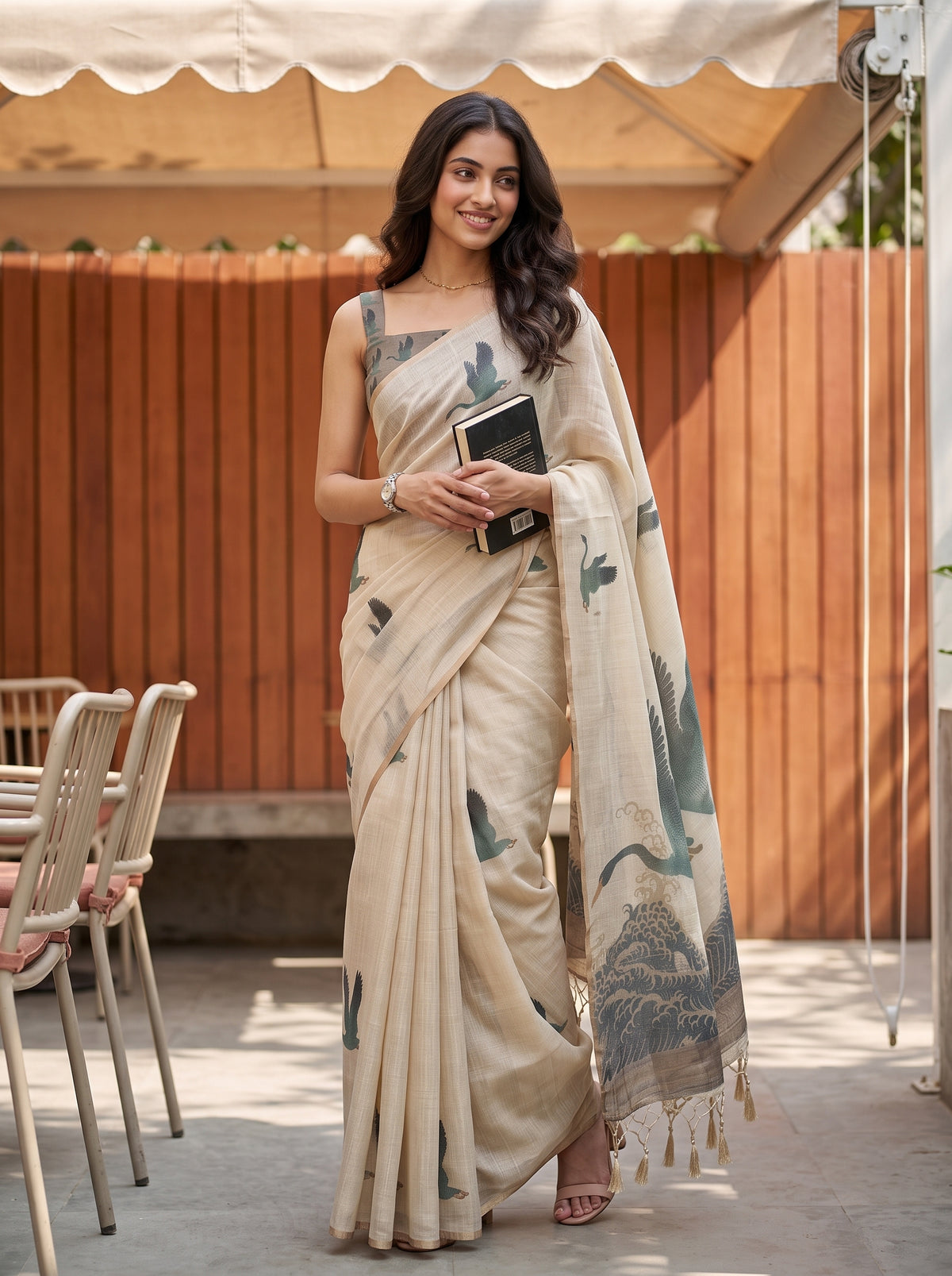 MIMOSA Sapphire Banarasi Saree — pose 5 styling detail