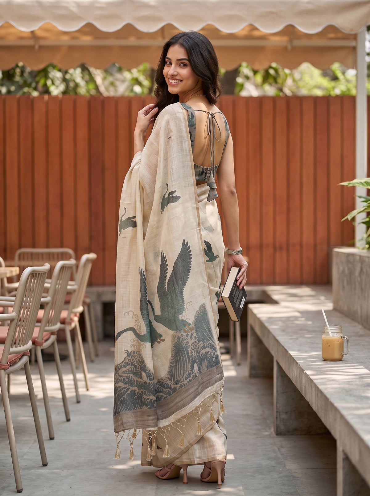 MIMOSA Sapphire Banarasi Saree — pose 7 styling detail