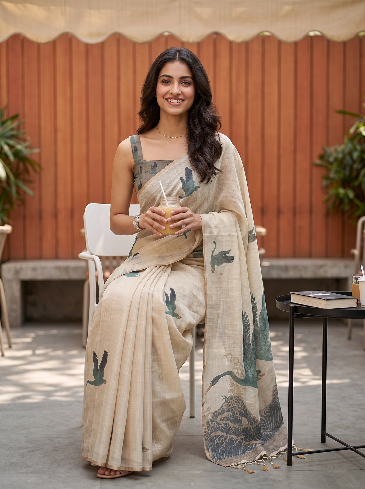 MIMOSA Sapphire Banarasi Saree — pose 8 styling detail