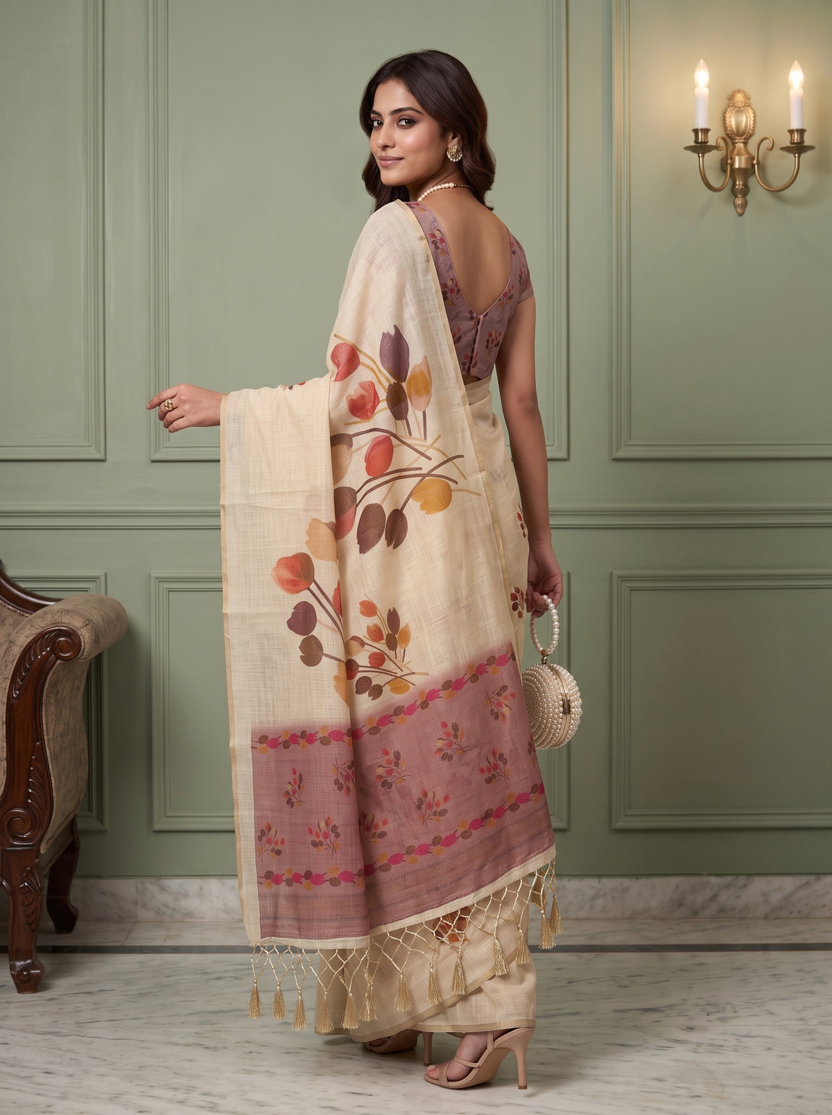 MIMOSA Pink Banarasi Saree — pose 7 styling detail