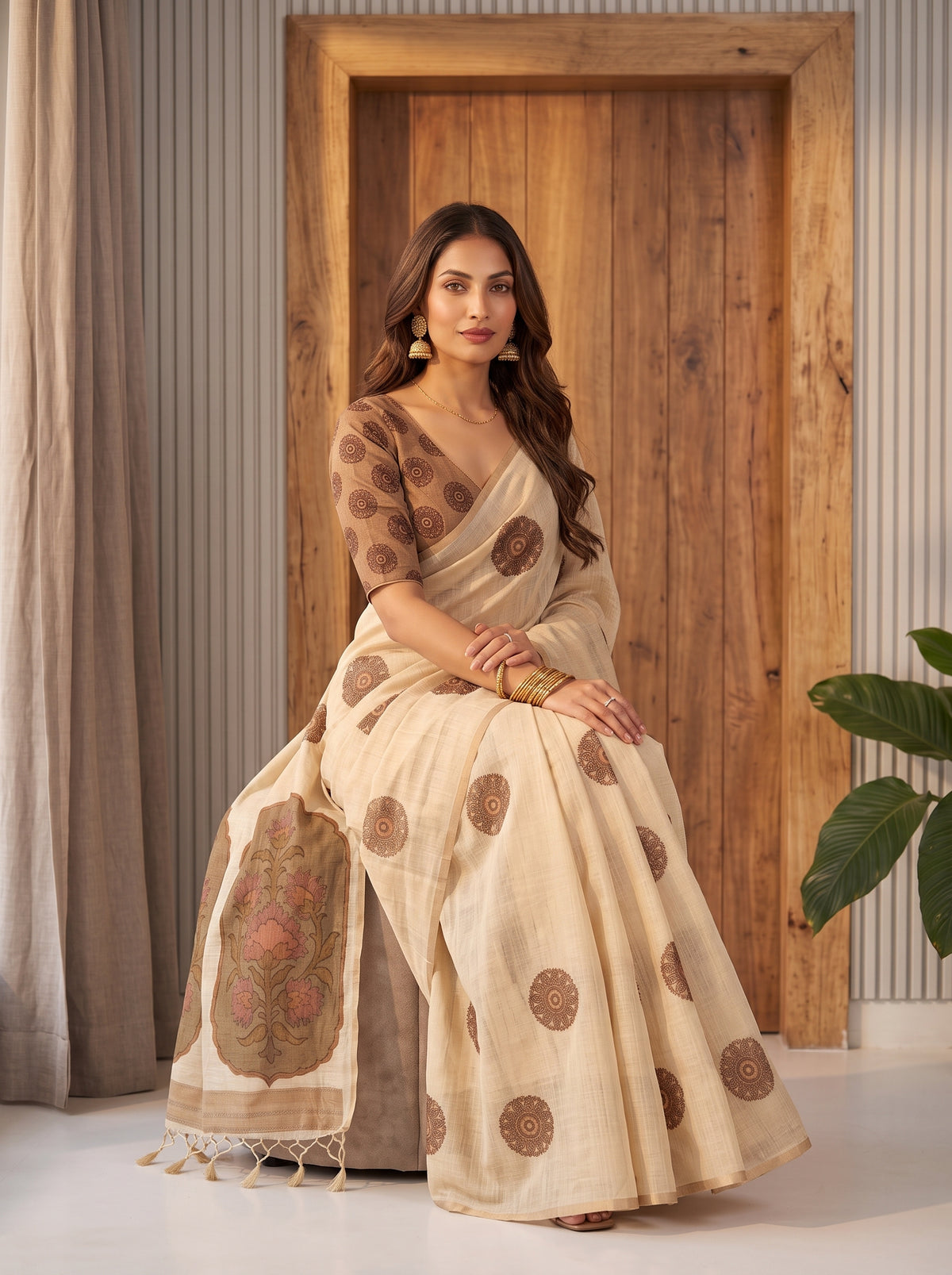 MIMOSA Mustard Banarasi Saree — pose 8 styling detail