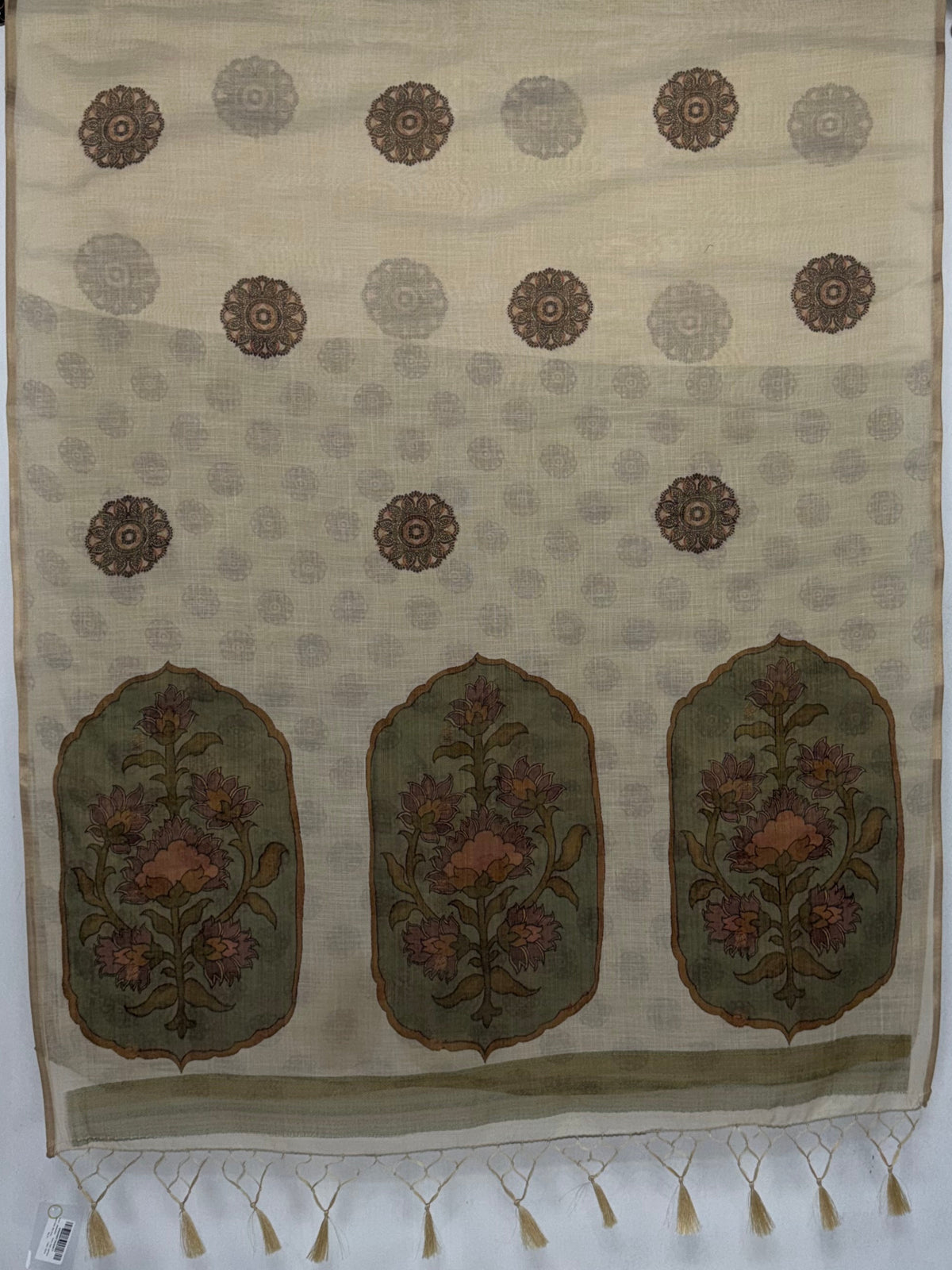 MIMOSA Olive Banarasi Saree — pallu and zari work detail