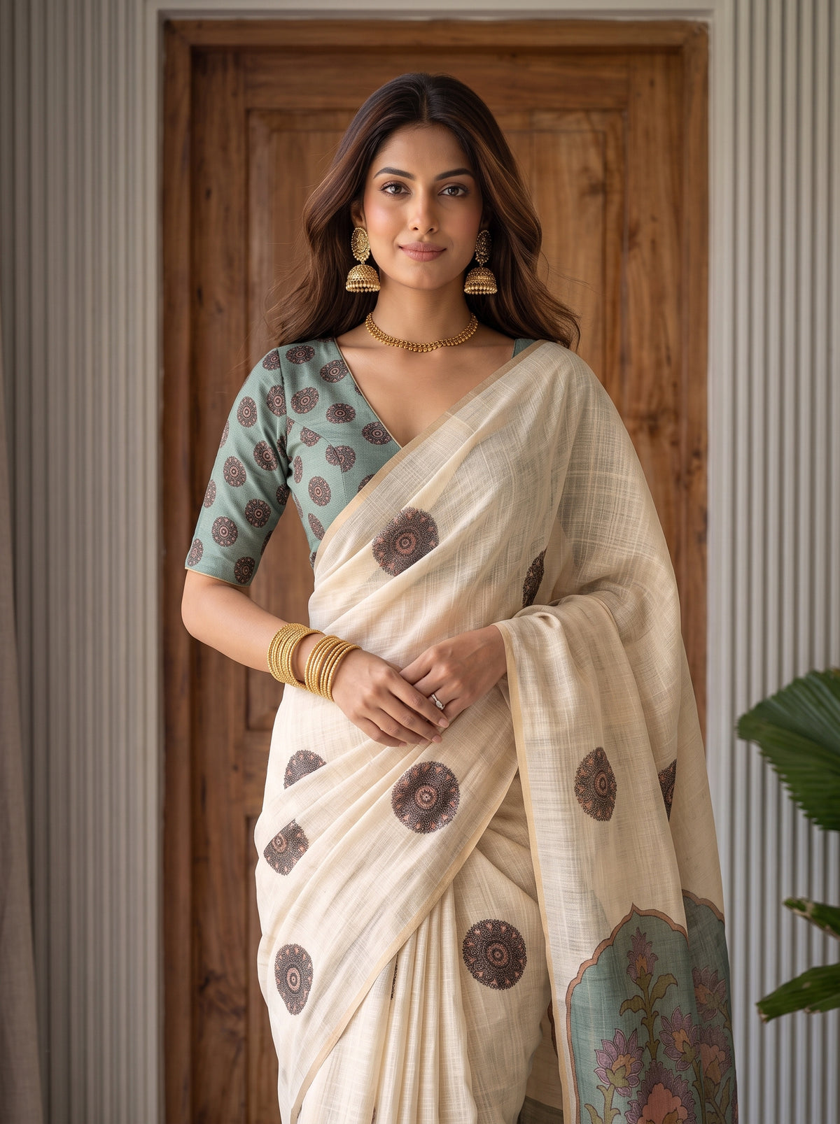 MIMOSA Sapphire Banarasi Saree — pose 10 styling detail