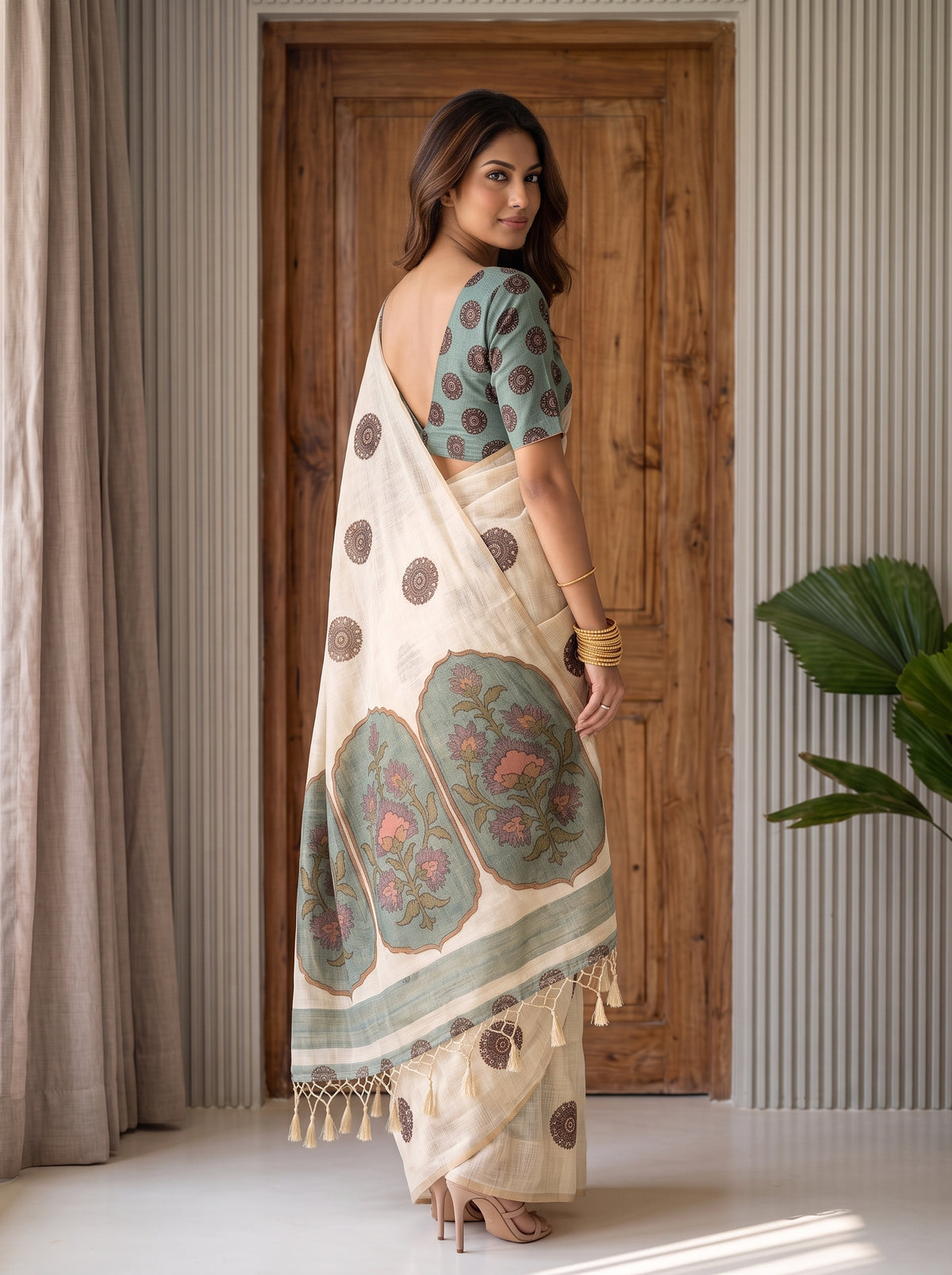 MIMOSA Sapphire Banarasi Saree — pose 7 styling detail