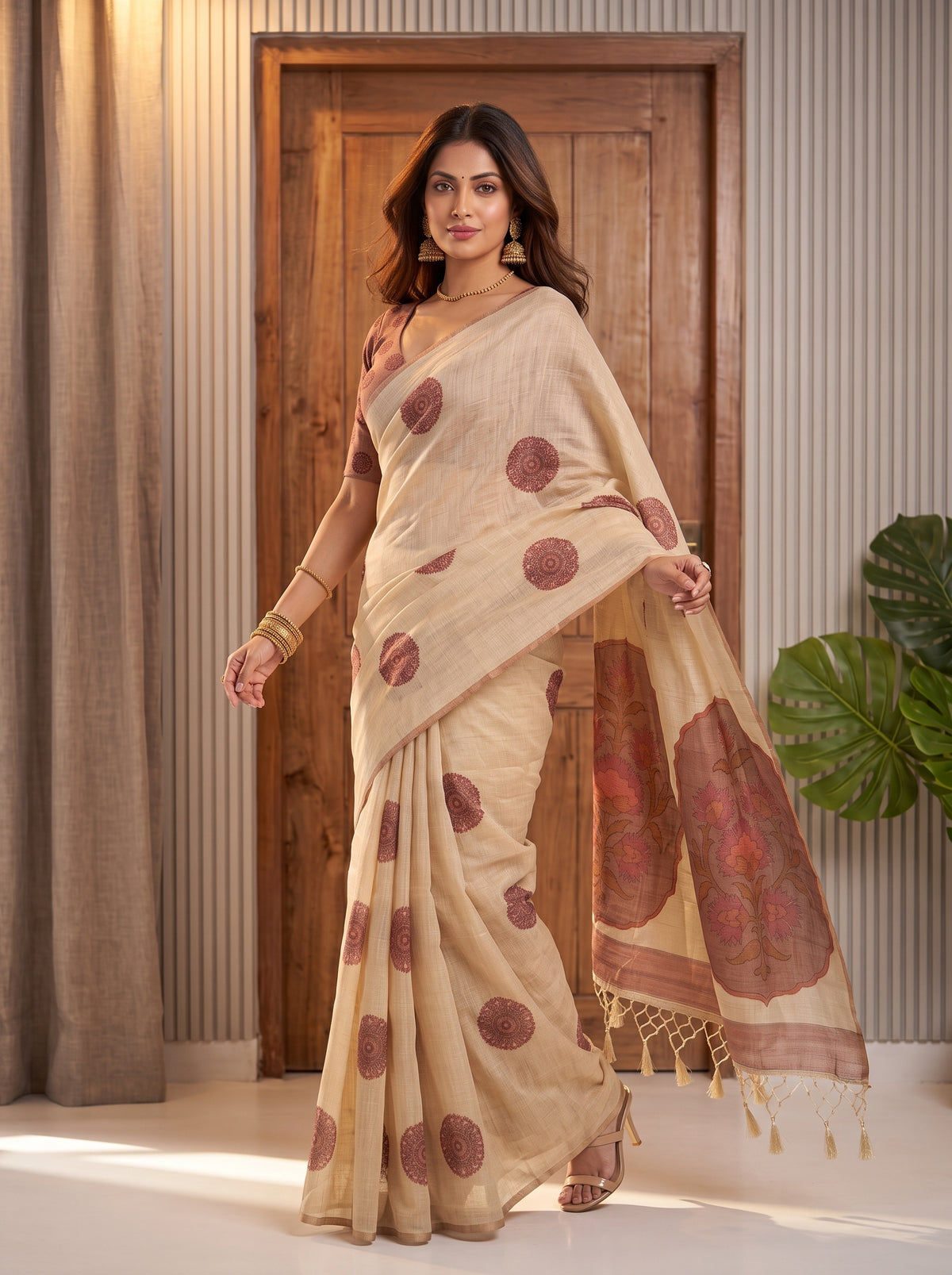 MIMOSA Strawberry Banarasi Saree — pose 9 styling detail