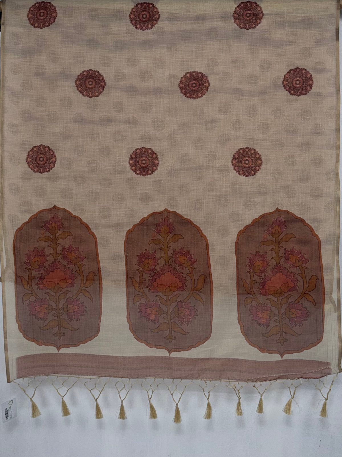 MIMOSA Strawberry Banarasi Saree — pallu and zari work detail