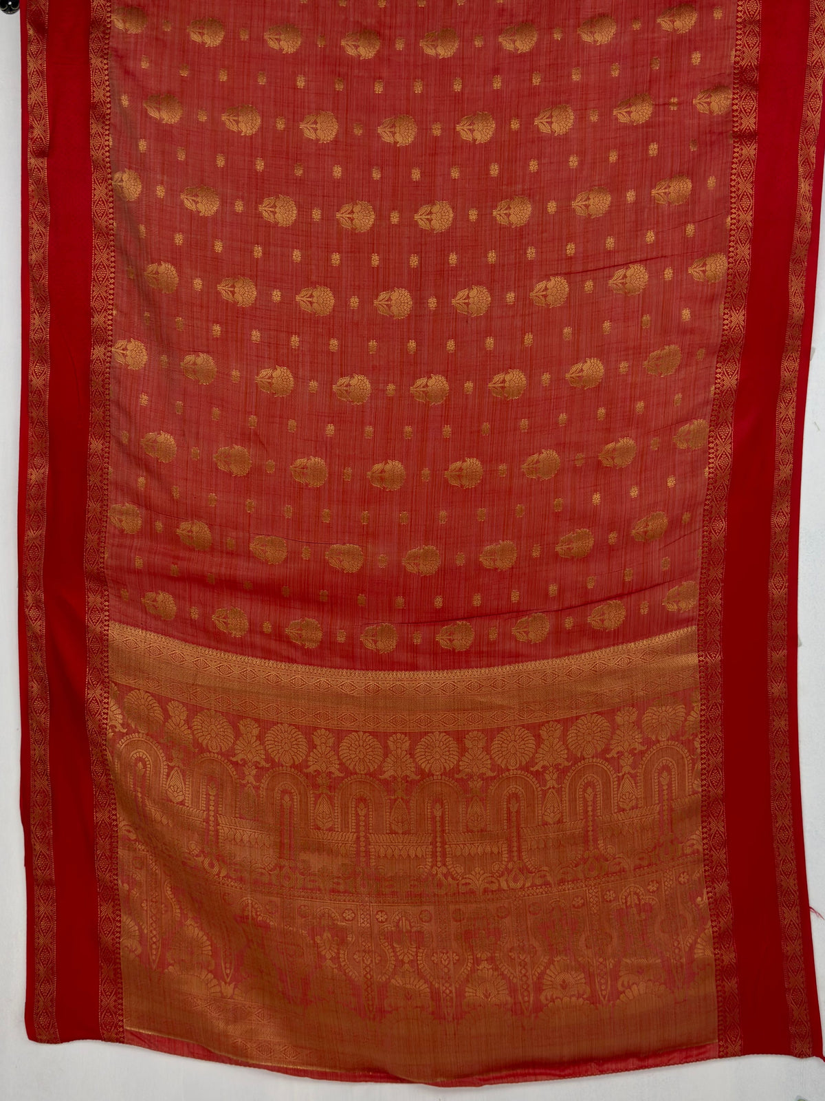 MIMOSA Red Banarasi Saree — pallu and zari work detail