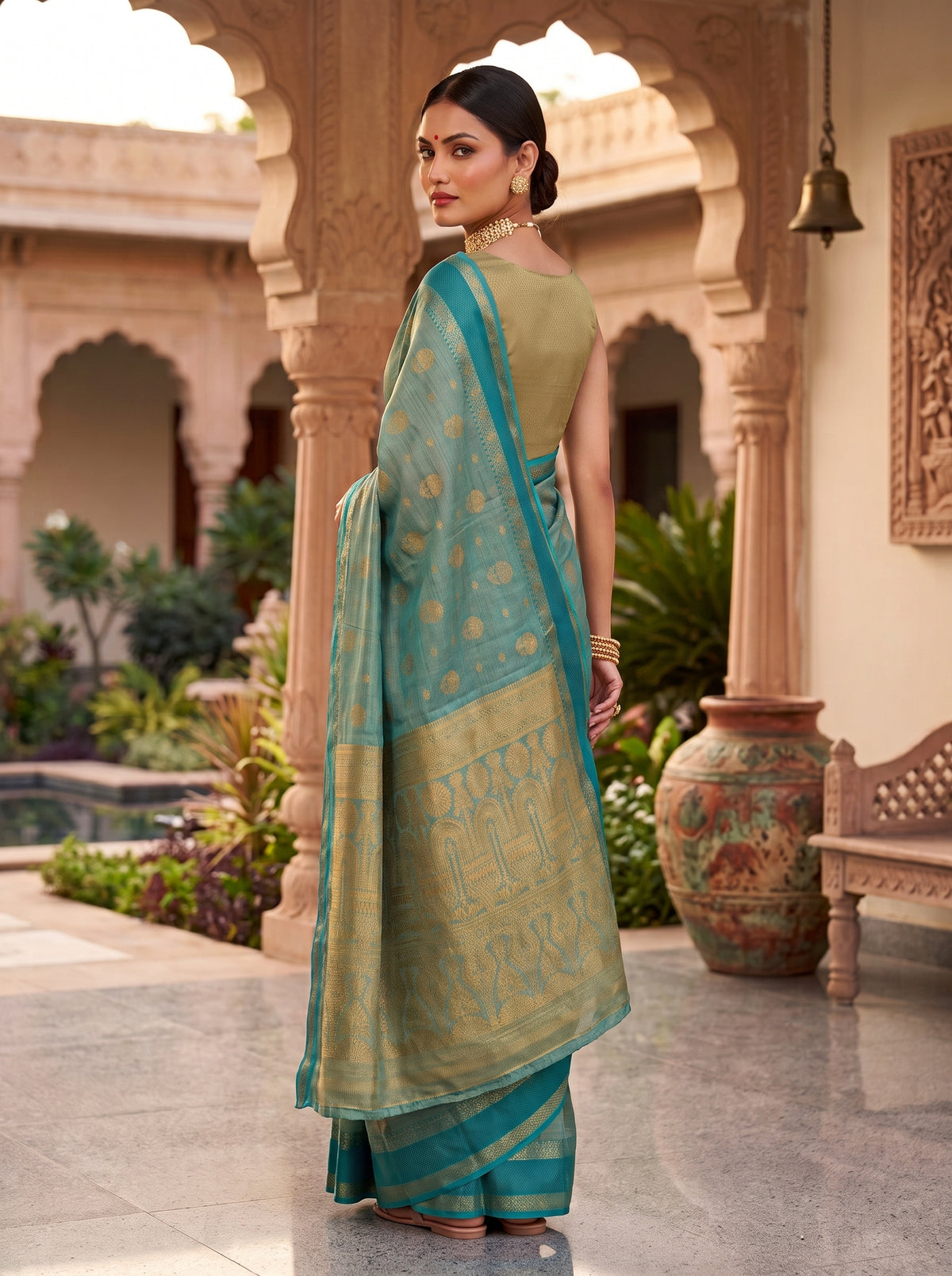 MIMOSA Sapphire Banarasi Saree — pose 9 styling detail