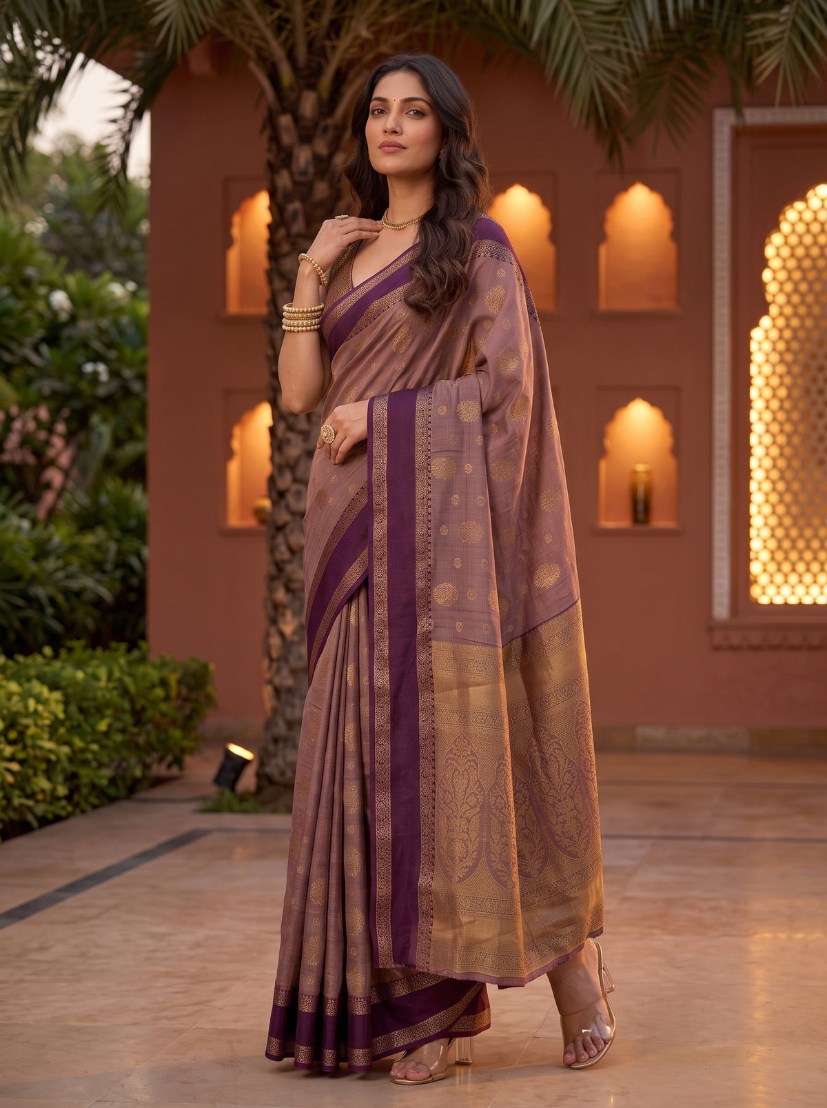 MIMOSA Jamun Banarasi Saree — pose 9 styling detail