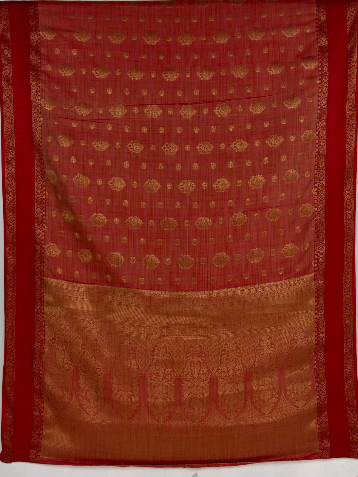 MIMOSA Red Banarasi Saree — pallu and zari work detail