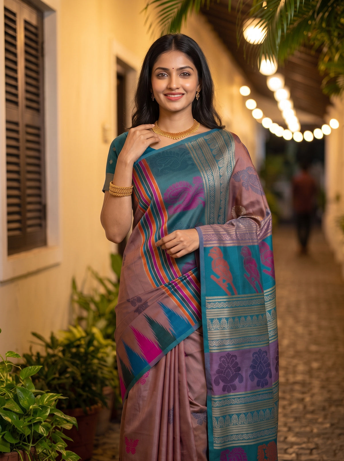 MIMOSA Grey Berhampuri Saree — pose 10 styling detail