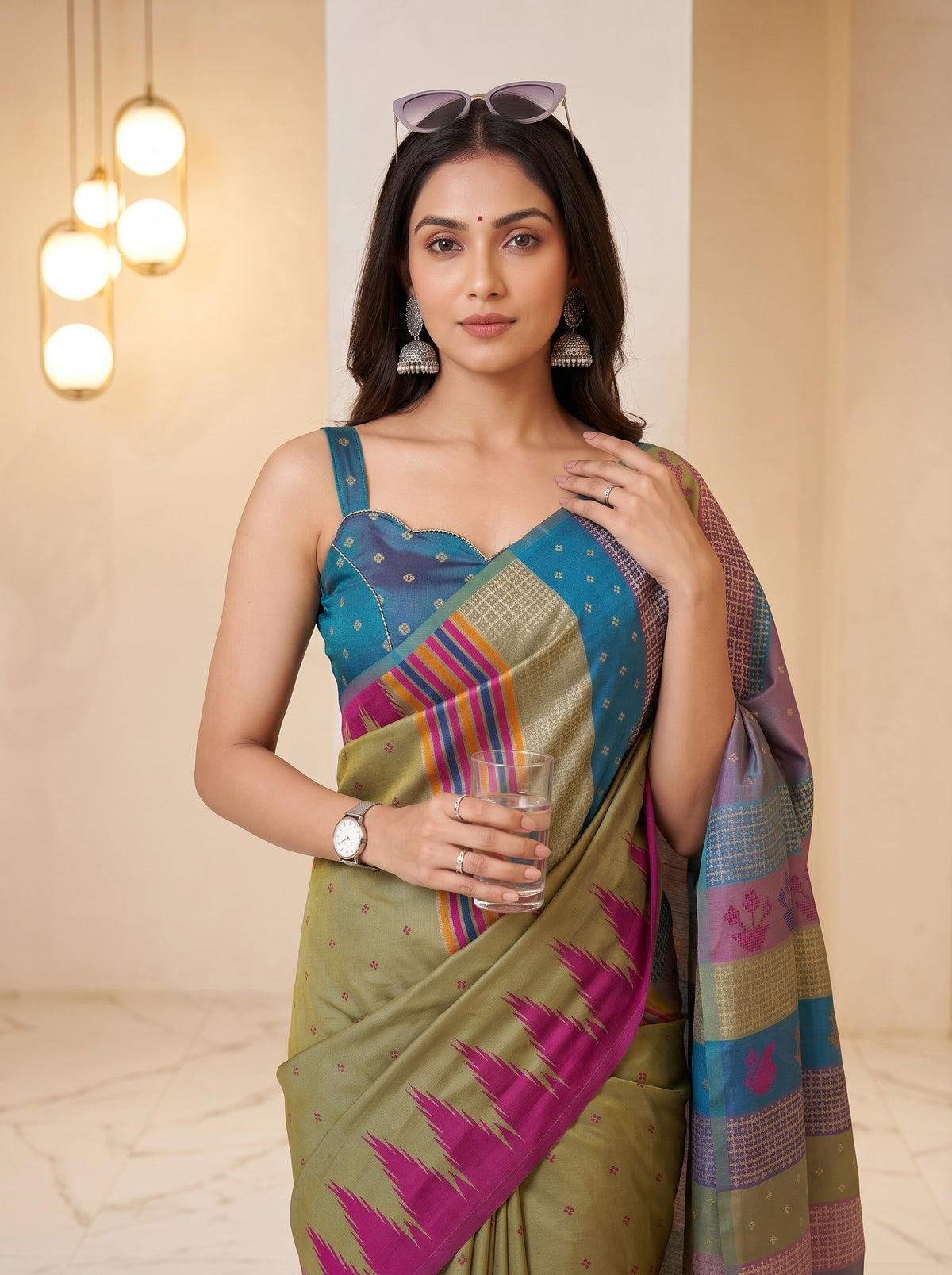 MIMOSA Grey Berhampuri Saree — pose 10 styling detail