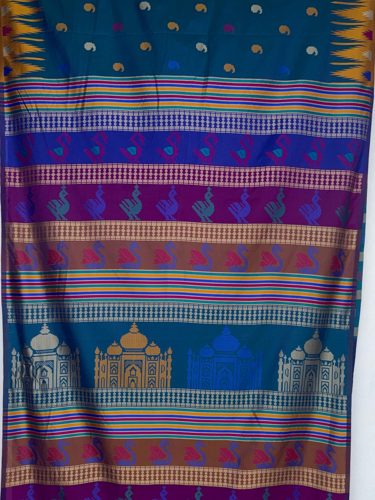 MIMOSA Royal Blue Berhampuri Saree — pallu and zari work detail