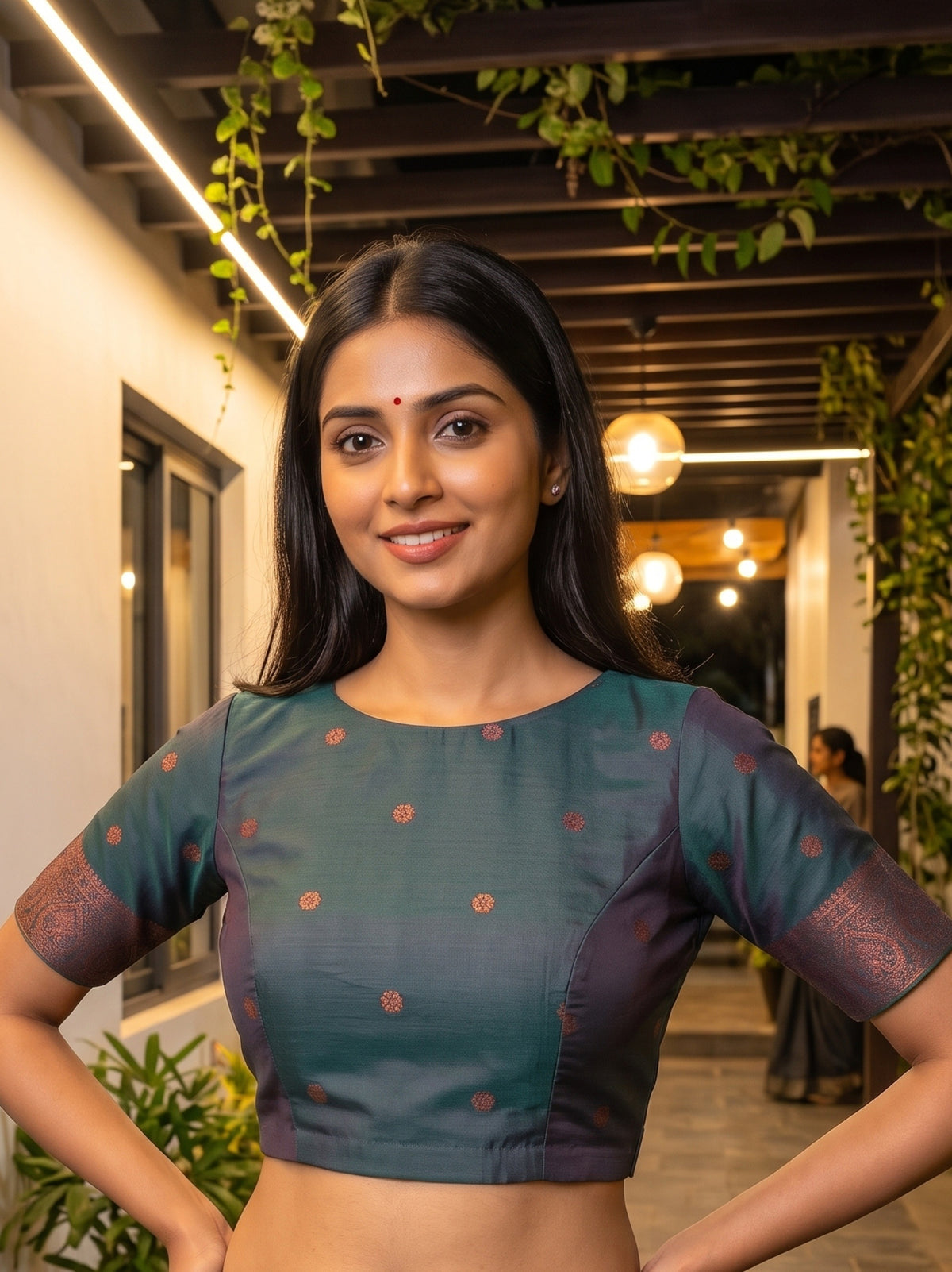 MIMOSA Purple Kanjivaram Saree — blouse close-up