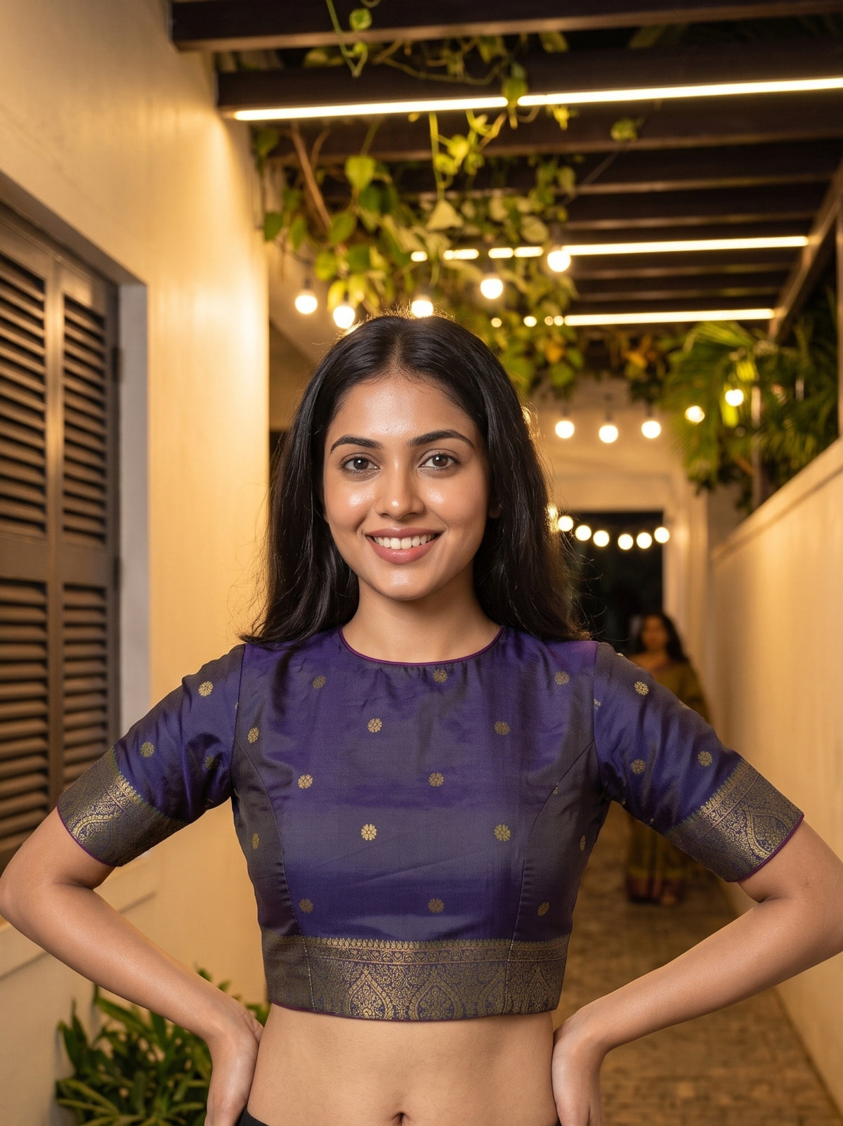 MIMOSA Rama Kanjivaram Saree — blouse close-up