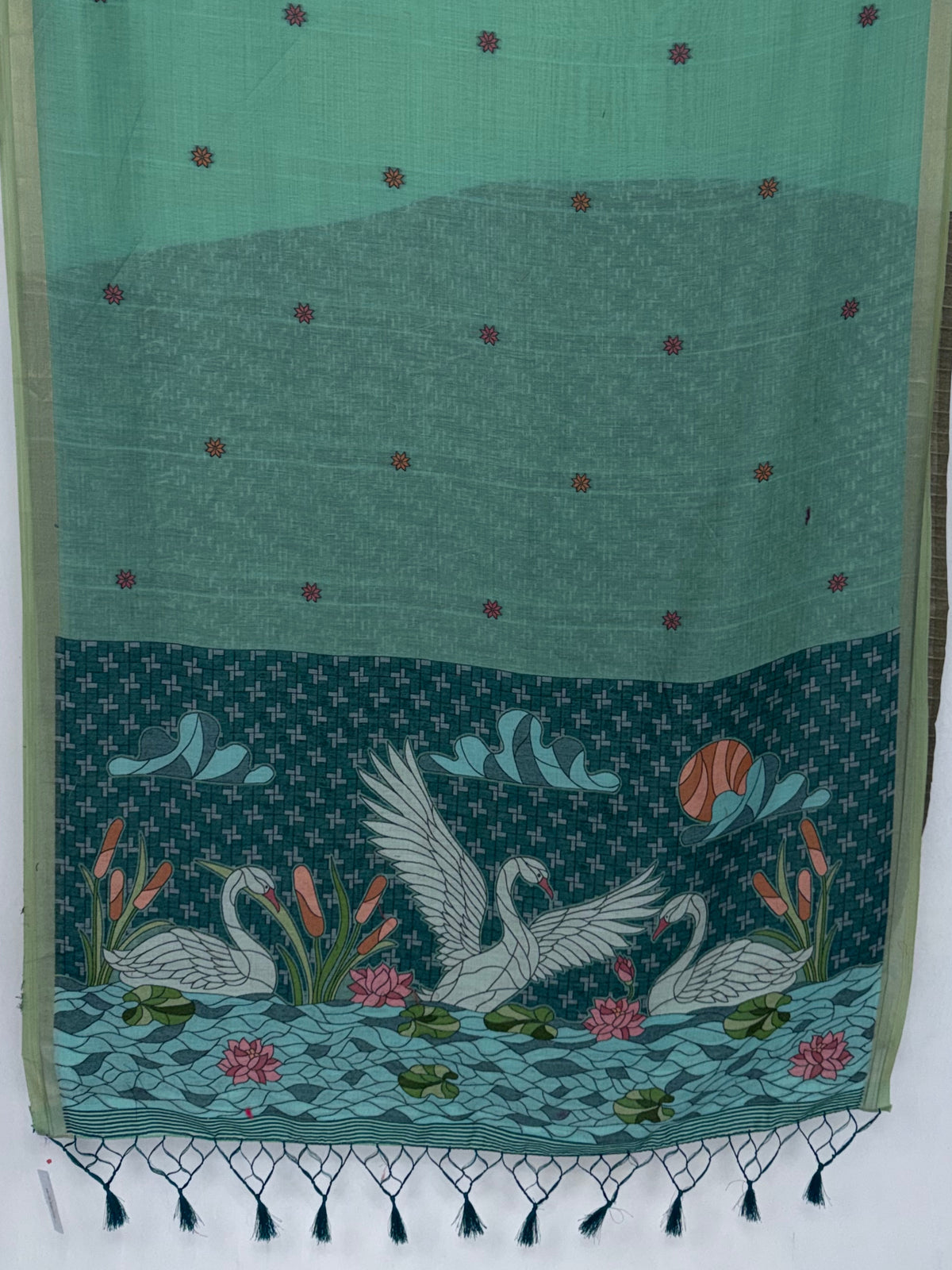 MIMOSA Rama Bhagalpuri Cotton Saree — pallu and zari work detail