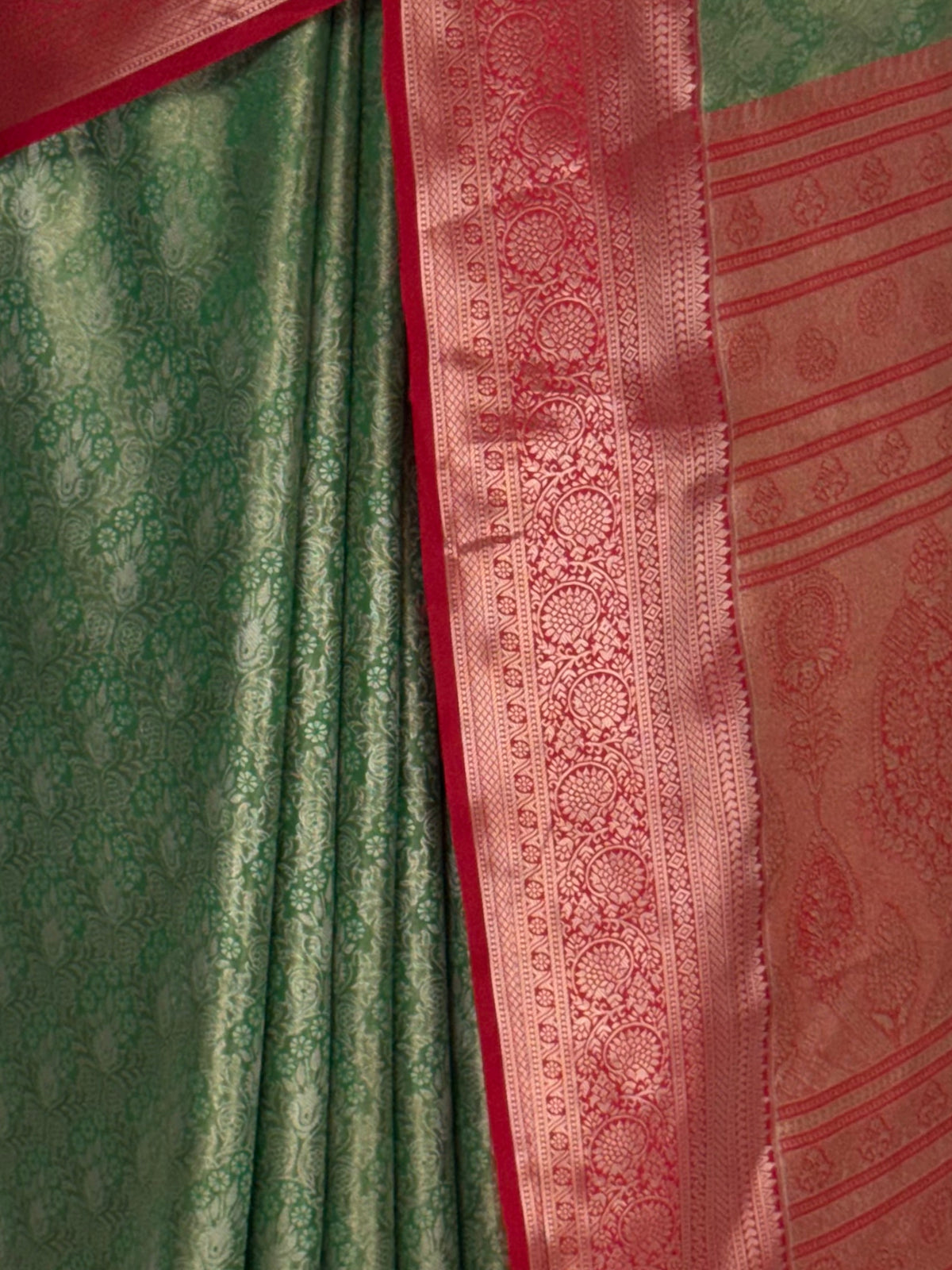 MIMOSA Green Kanjivaram Saree — fleets shot full lifestyle