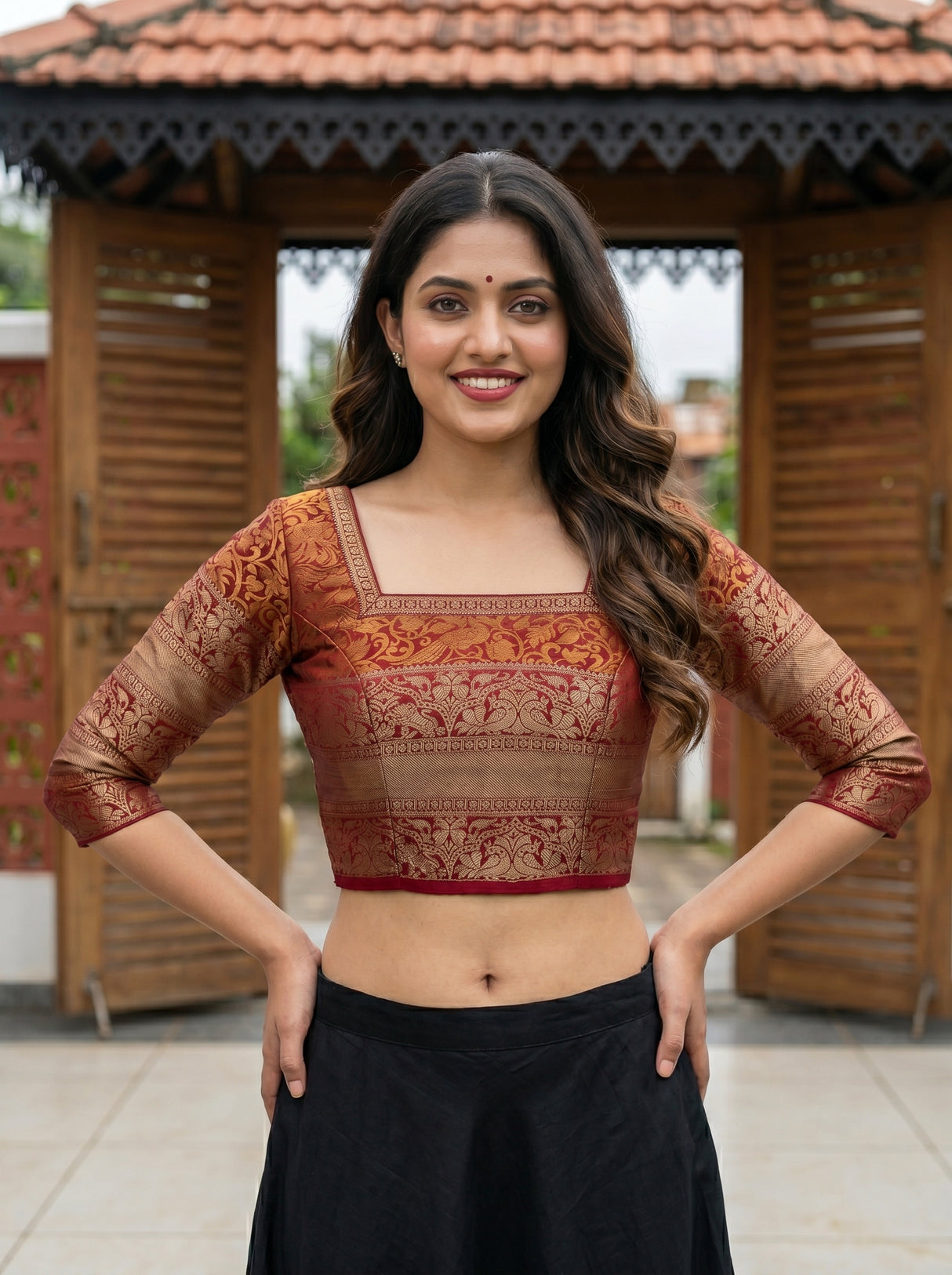 MIMOSA White Kanjivaram Saree — blouse close-up
