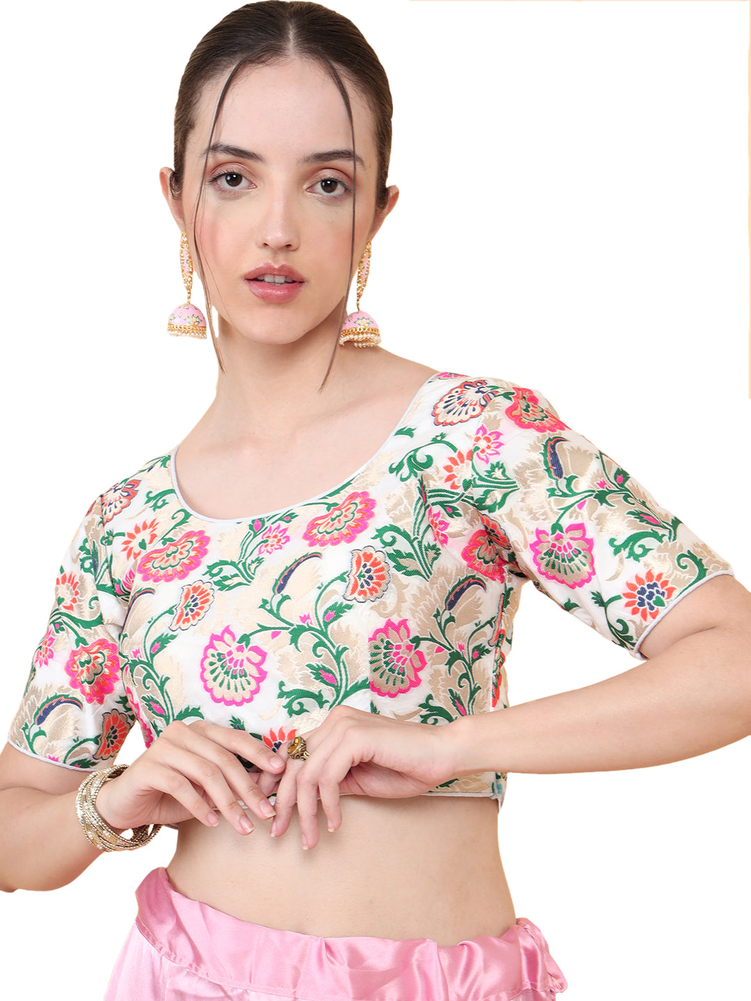 Mimosa Off White Woven Design Readymade Blouse