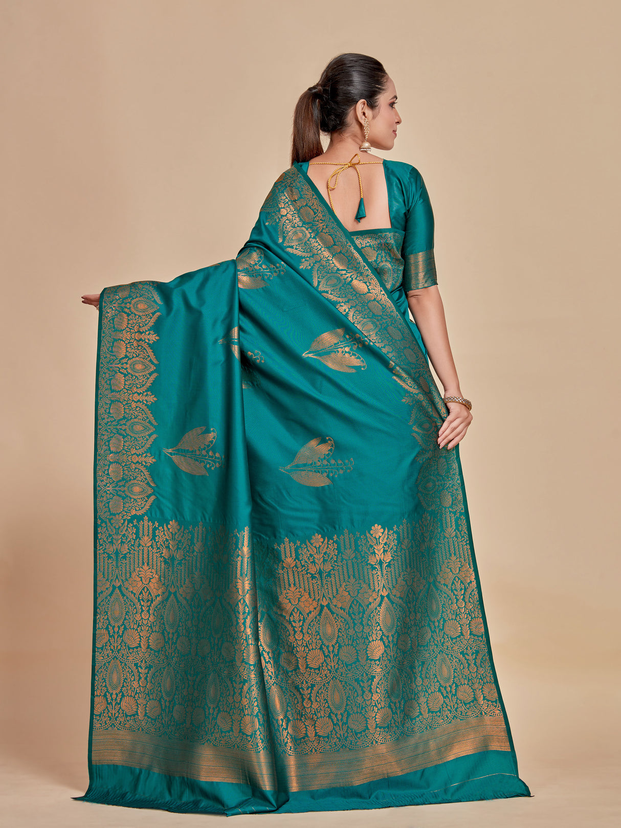 Mimosa Women's Woven Design Kanjivaram Style Art Silk Saree With Blouse Piece : SA00001382SFFREE