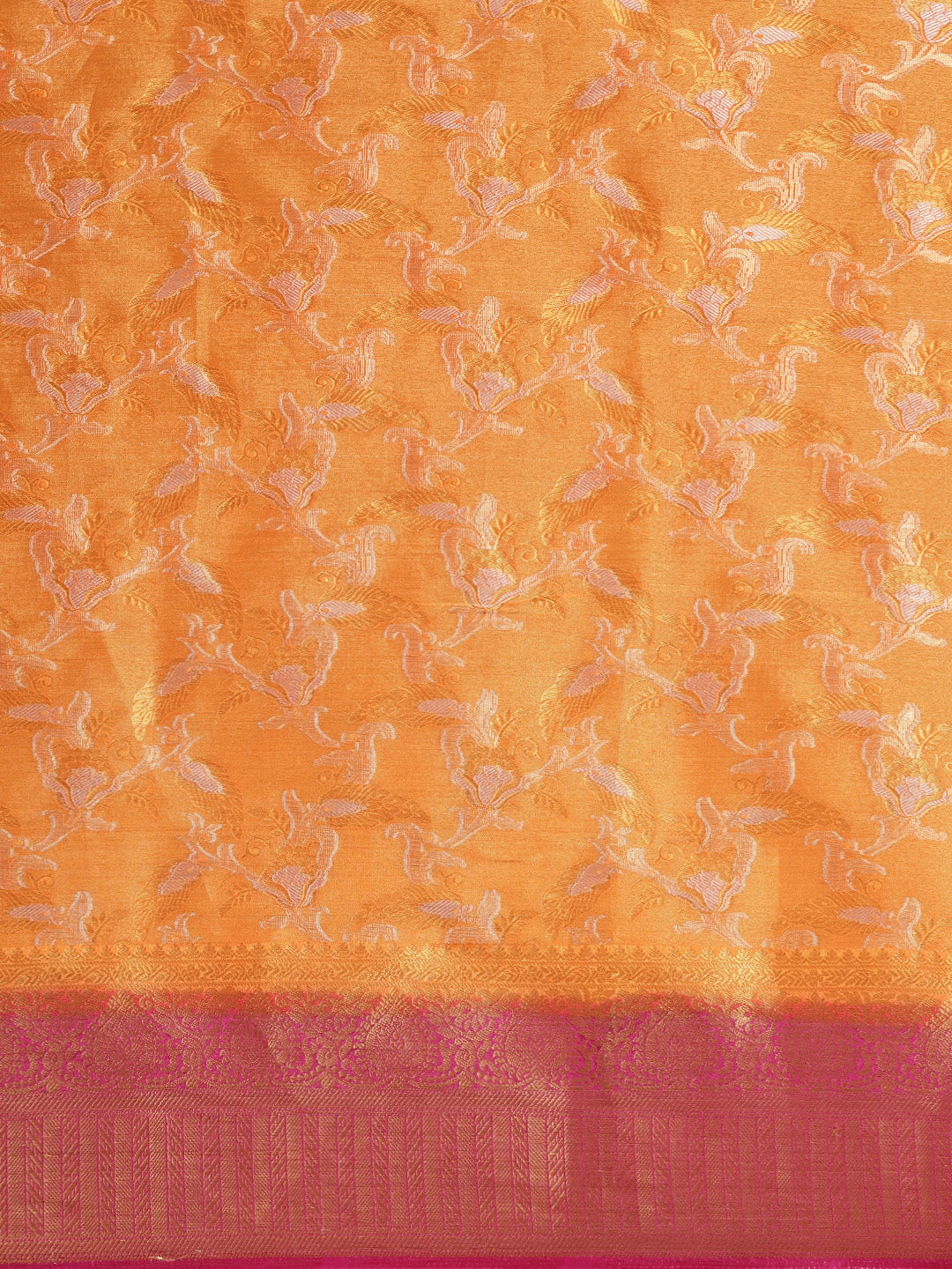 Mimosa Womens Art Silk Saree Kanjivaram Orange Color