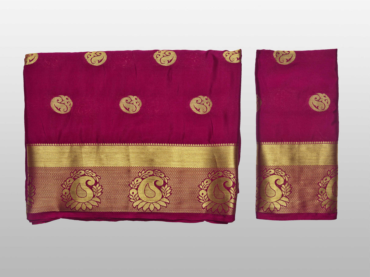 Mimosa Womens Crepe Saree Mysore Silk Wine Color