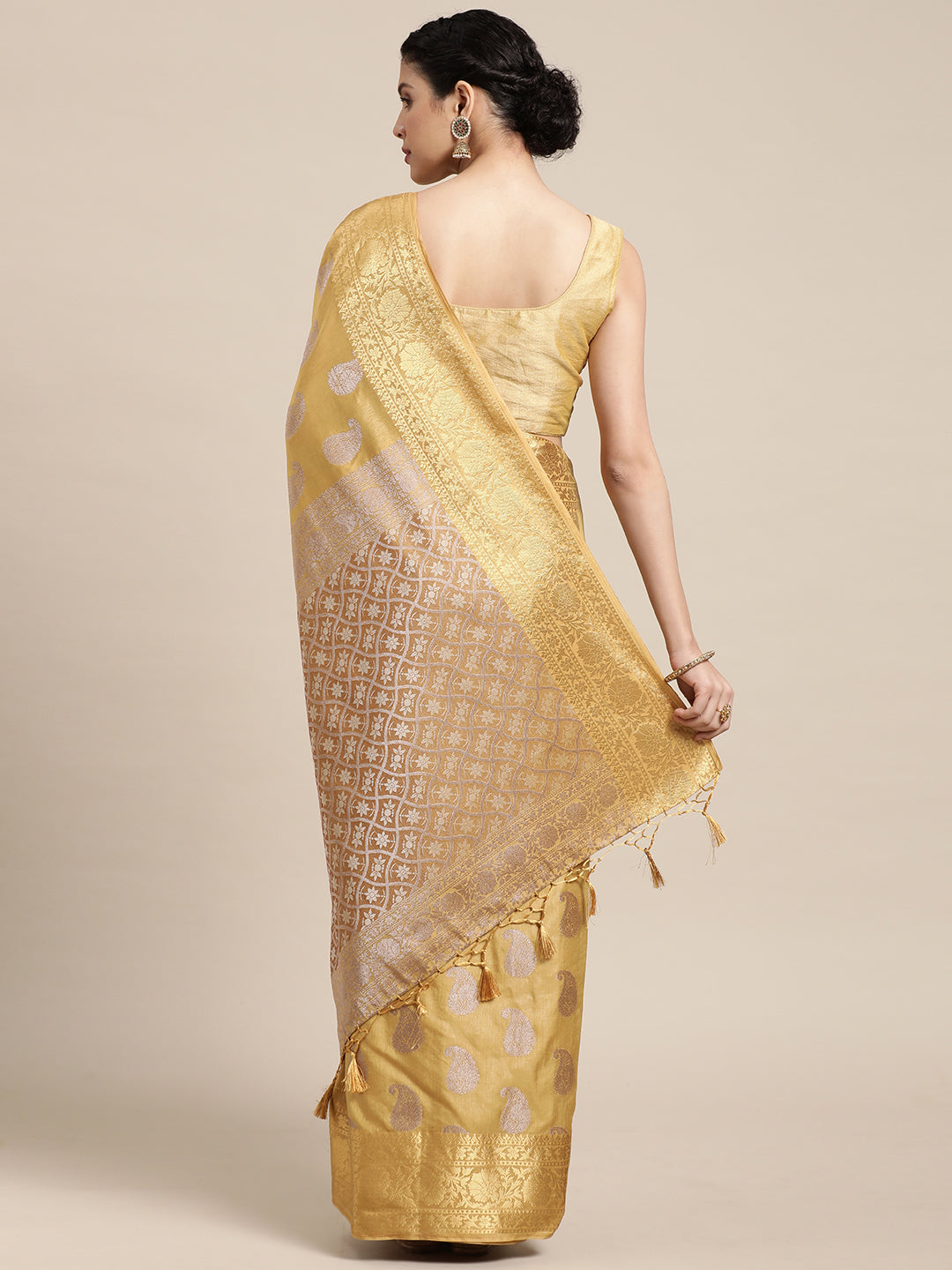 Mimosa Womens Art Silk Saree Kanjivaram Chiku Color