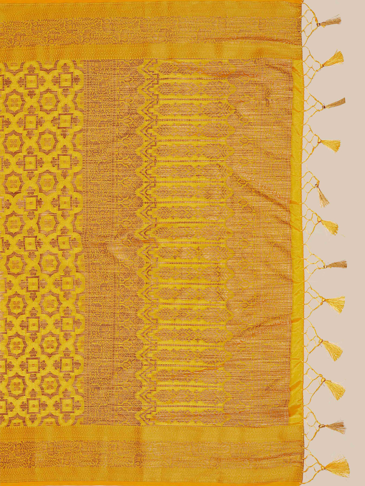 Mimosa Womens Art Silk Saree Kanjivaram Gold Color