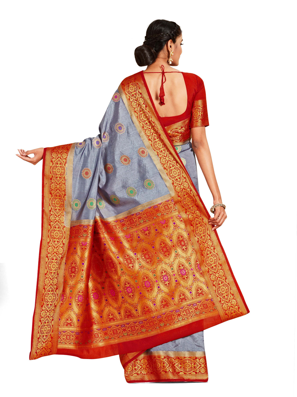 Mimosa Womens Art Silk Saree Dharmavaram Grey Color