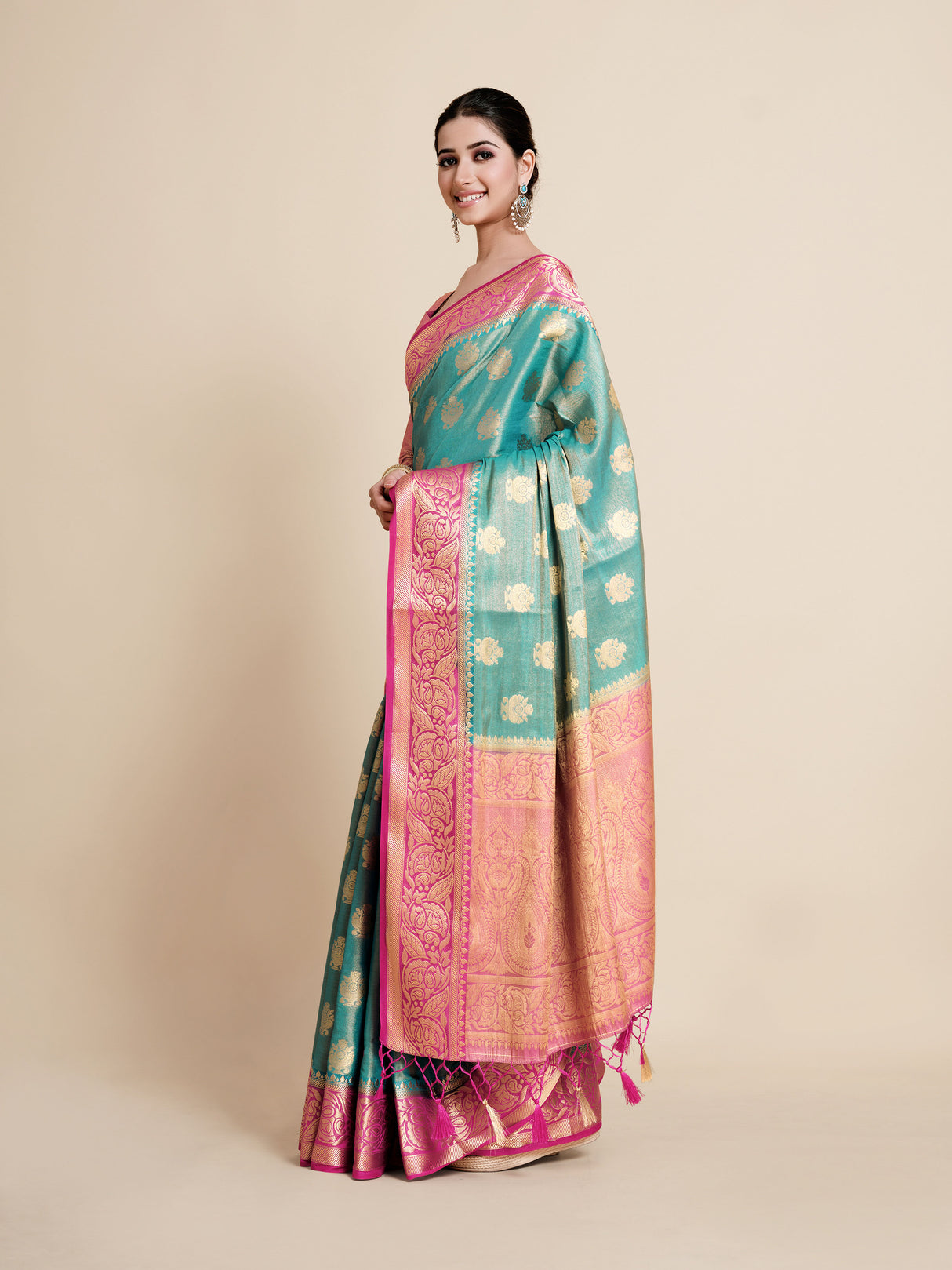 Mimosa Womens Art Silk Saree Kanjivaram Ananda Color