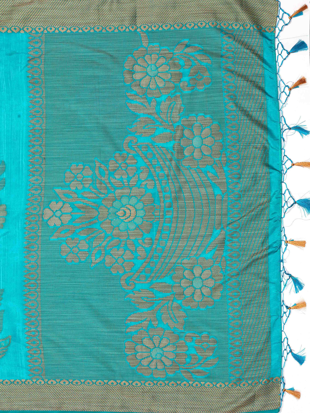 Mimosa Womens Art Silk Saree Kanjivaram Saffire Color