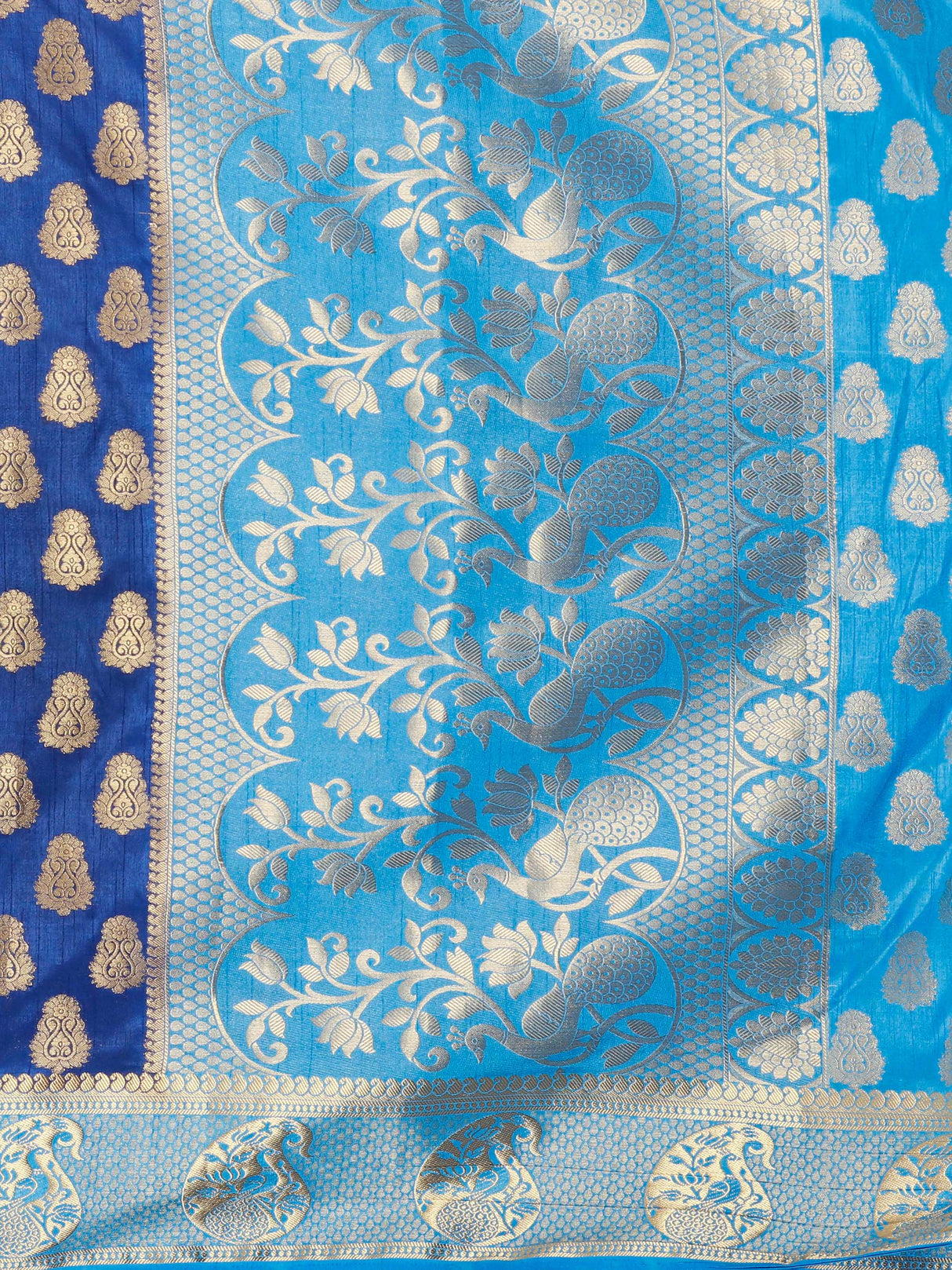 Mimosa Womens Art Silk Saree Kanjivaram Navy Blue Color