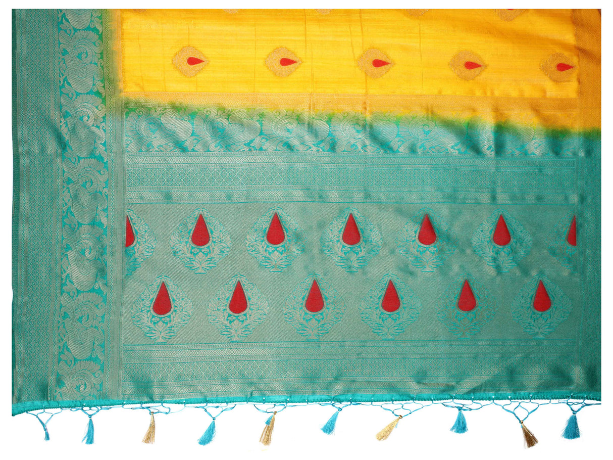 Mimosa Womens Art Silk Saree Kanjivaram Gold Color