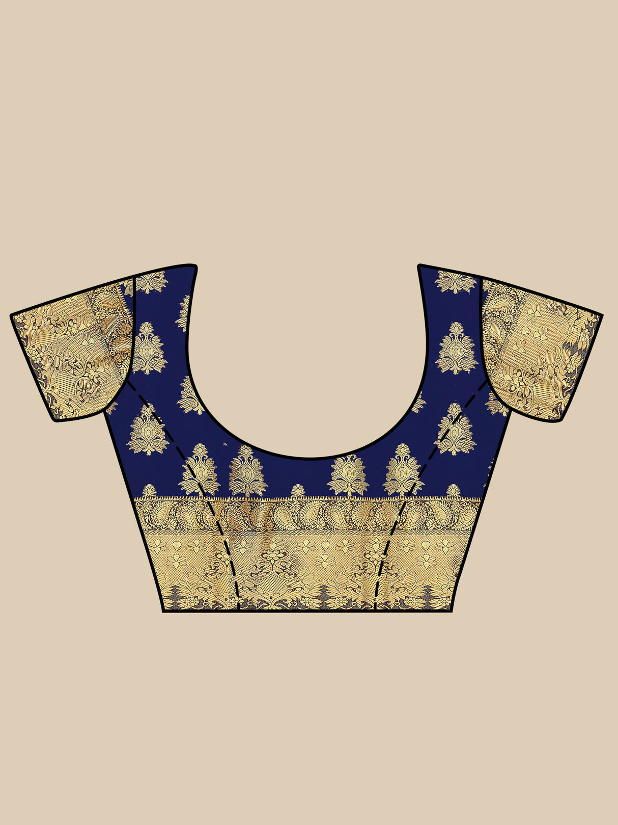 Mimosa Womens Art Silk Saree Kanjivaram Navy Blue Color