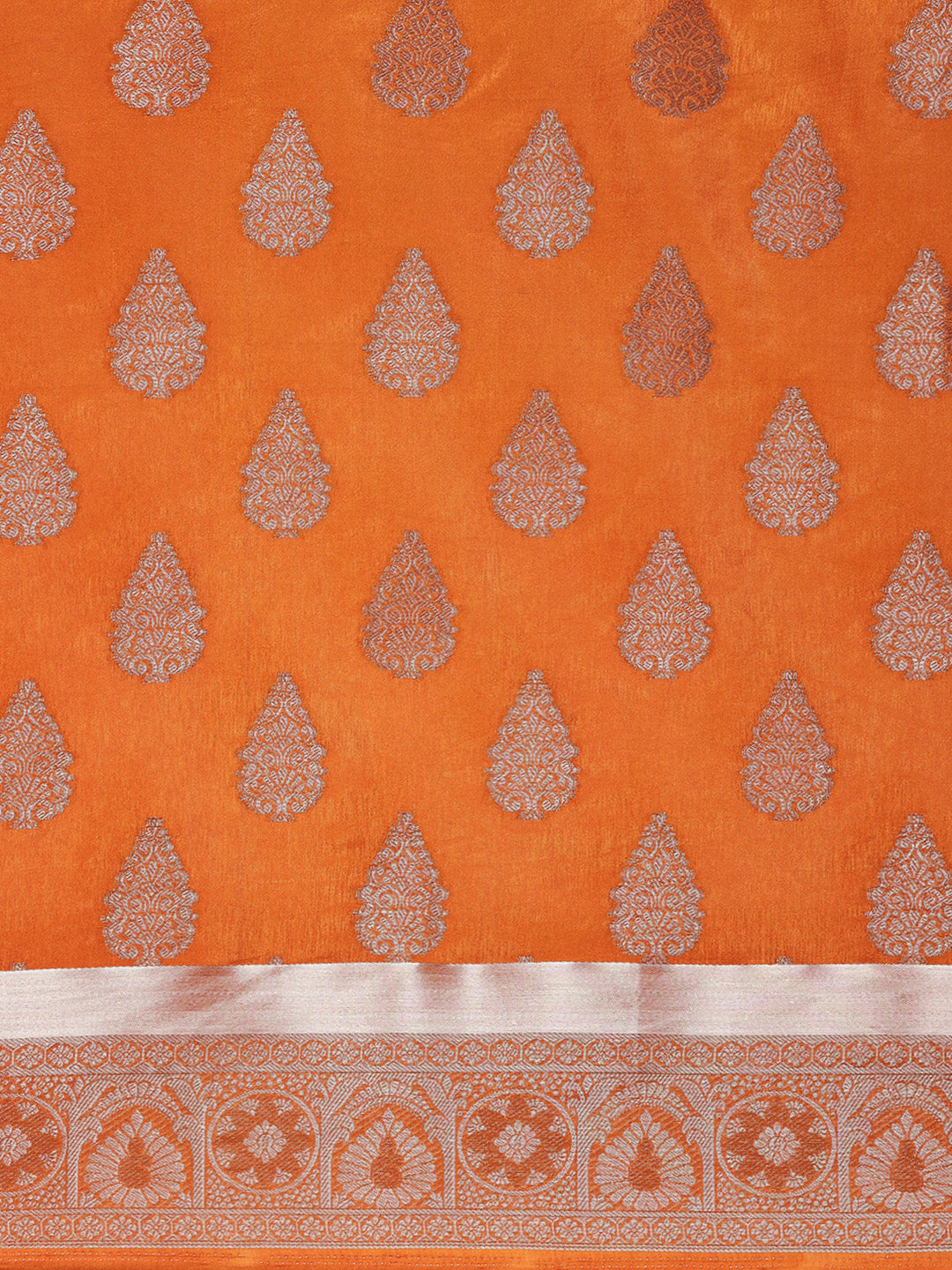 Mimosa Womens Art Silk Saree Kanjivaram Orange Color