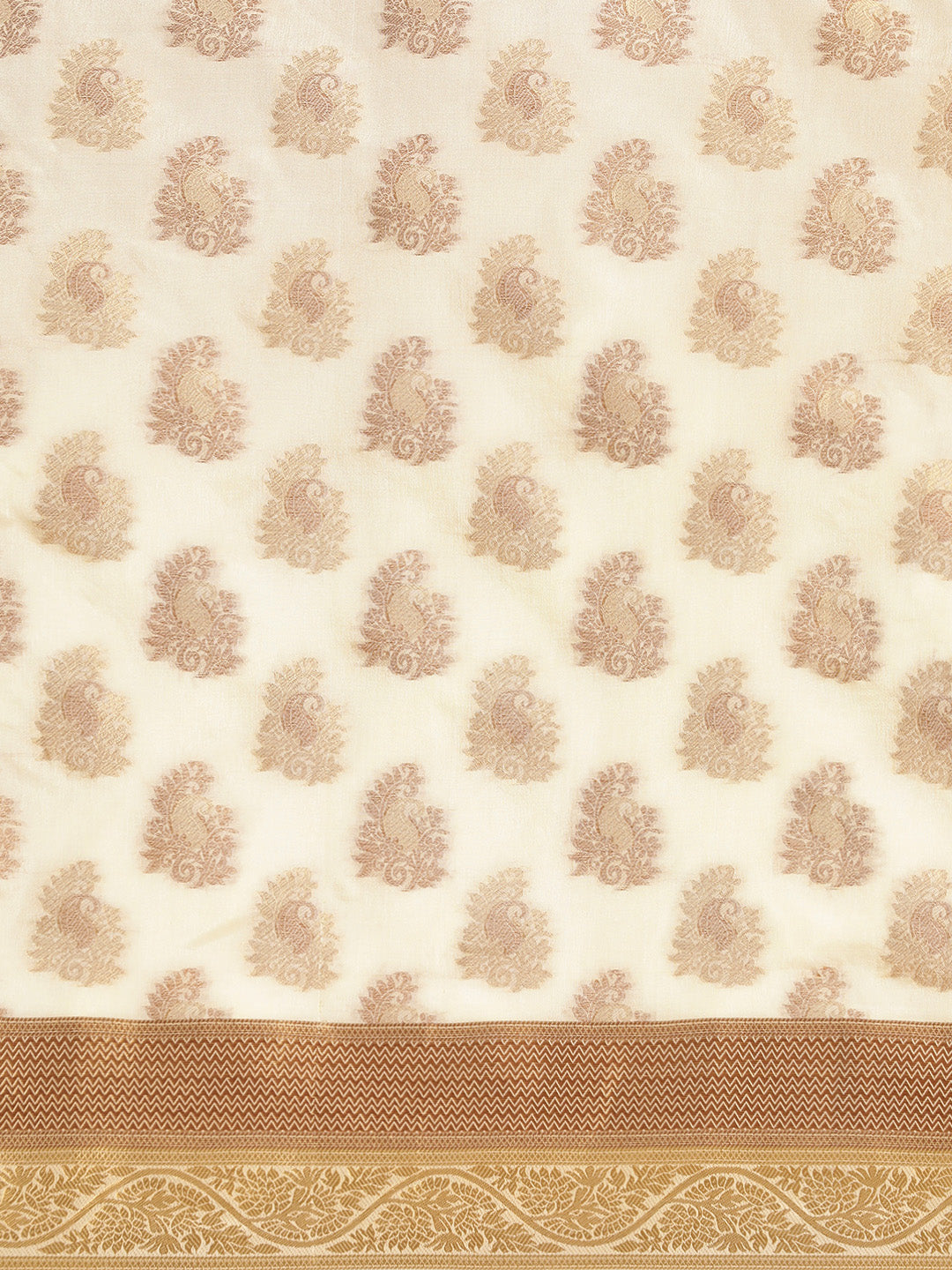 Mimosa Womens Art Silk Saree Kanjivaram Cream Color