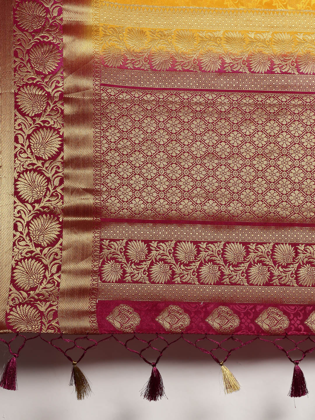 Mimosa Womens Art Silk Saree Kanjivaram Gold Color