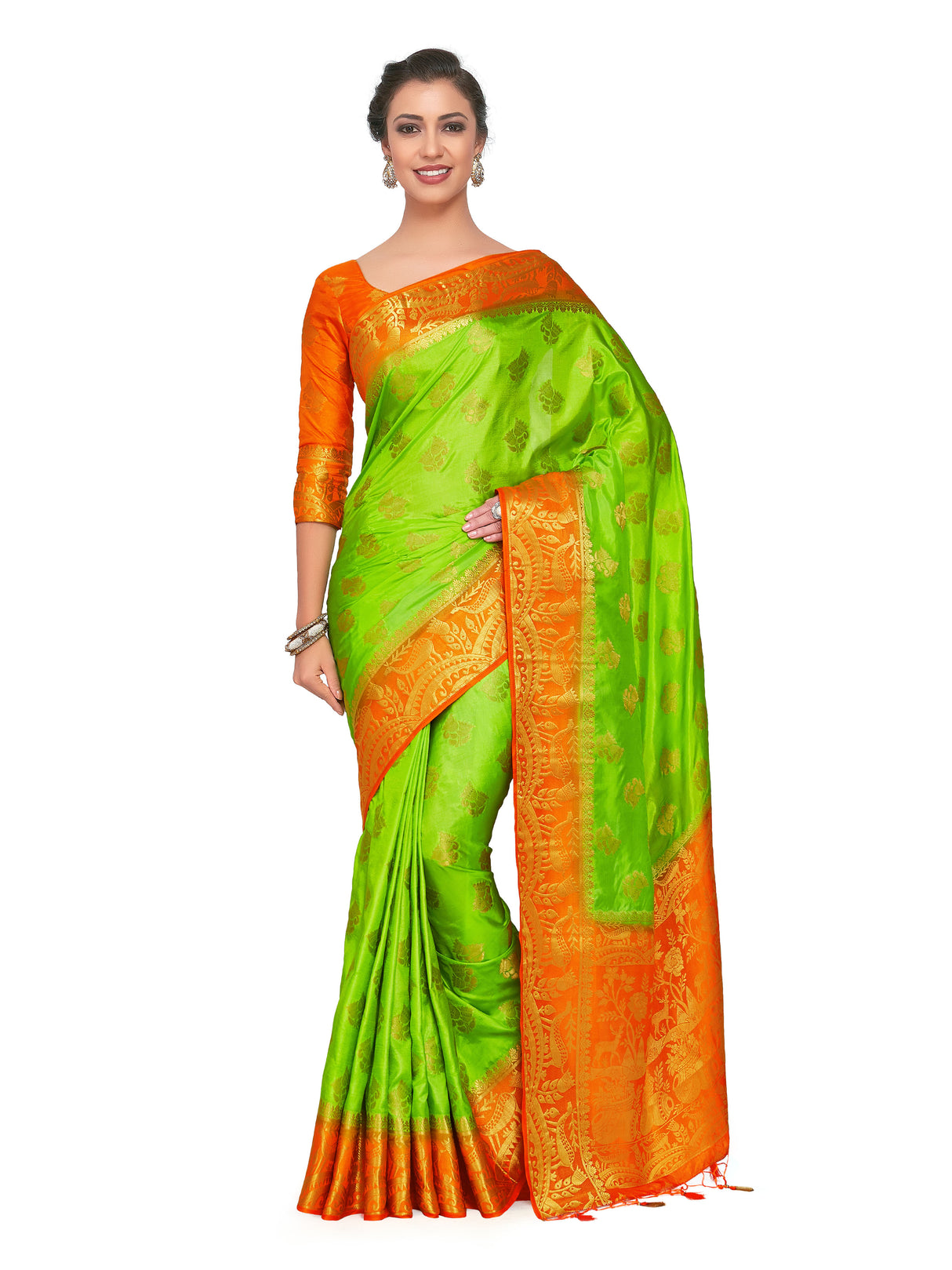 Mimosa Womens Art Silk Saree Kanjivaram Liril Color