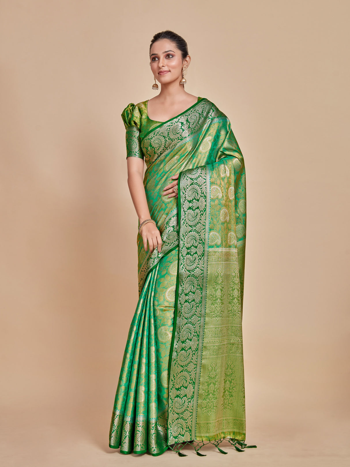 Mimosa Women's Woven Design Kanjivaram Style Art Silk Saree With Blouse Piece : SA0000412RMFREE