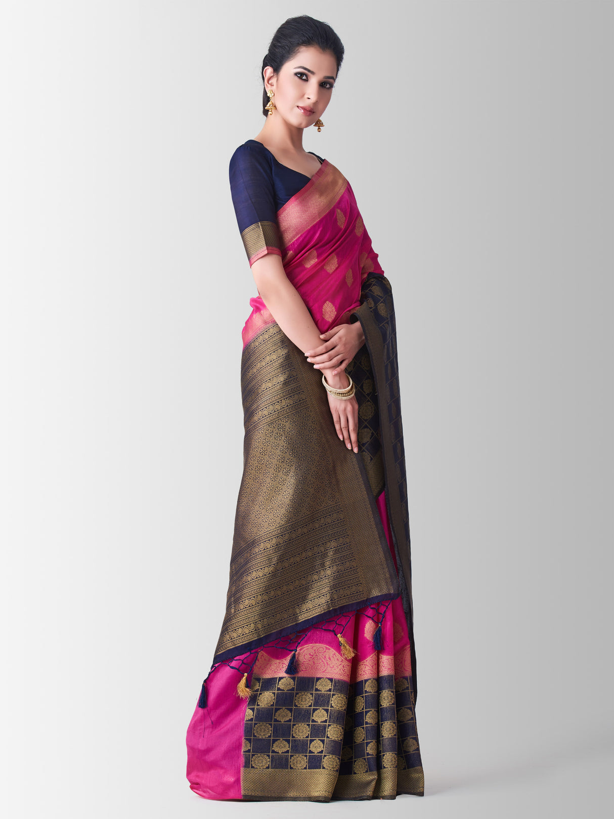 Mimosa Womens Art Silk Saree Kanjivaram Gajjari Color