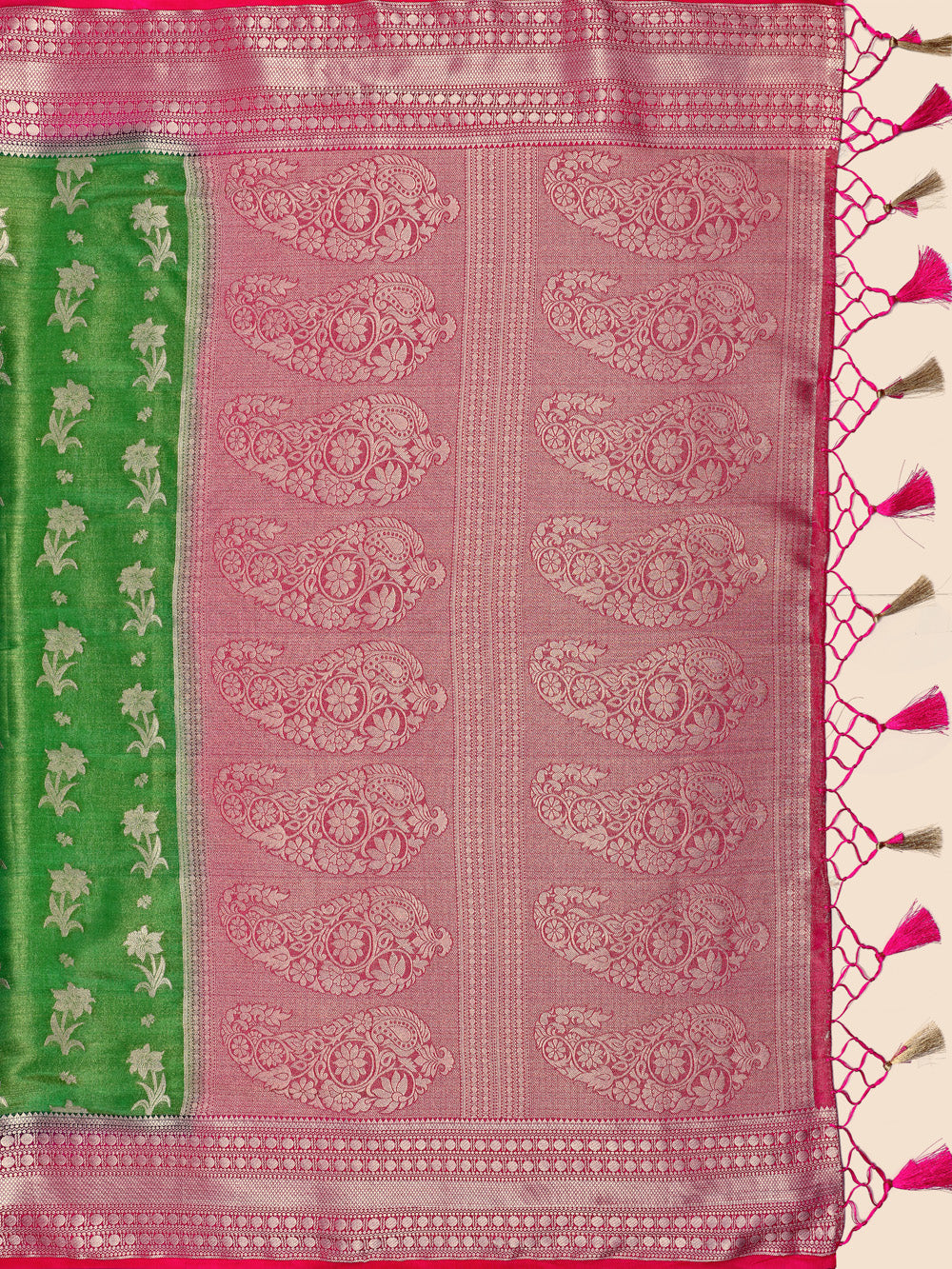 Mimosa Womens Art Silk Saree Kanjivaram Green Color